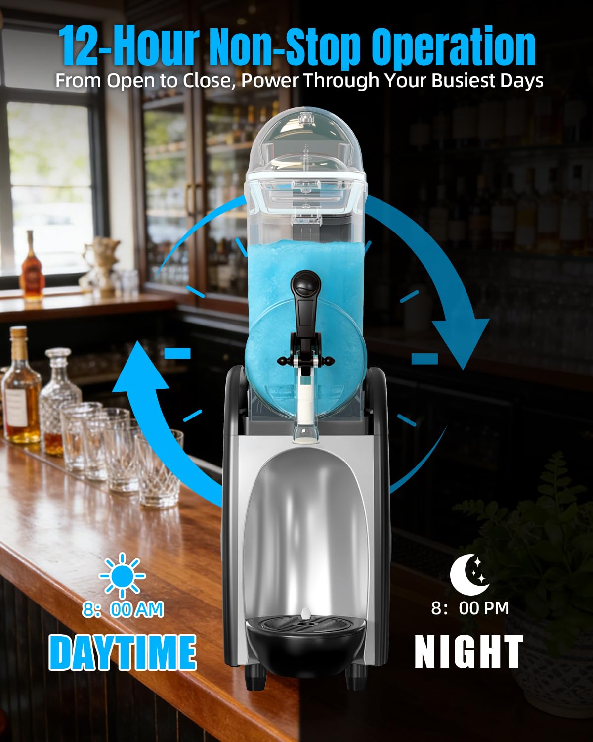 30L Commercial Slushie Machine, 2 Tank Margarita Machine, 80 Grande Cups Slushy Machine with Auto Clean, 8 Gal LED Frozen Drink Machine for Business, Mobile Bar, Party, Restaurant, 800W Fast Cooling