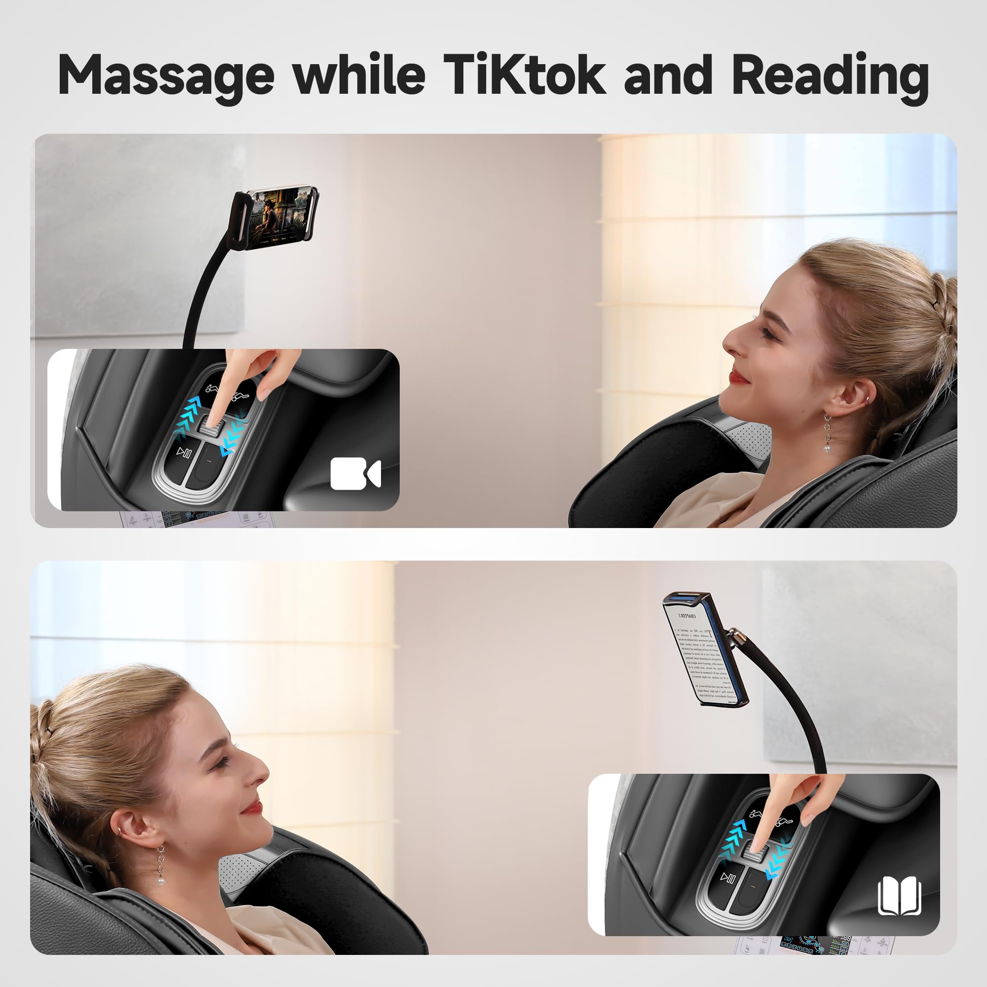 Real Relax Massage Chair Full Body with Unique Phone Controller,Heart and Blood Measurement, Zero Gravity 3D SL-Track Recliner with APP Control, Child Lock,Pause Button, Back Pad, Favor-06, Blue