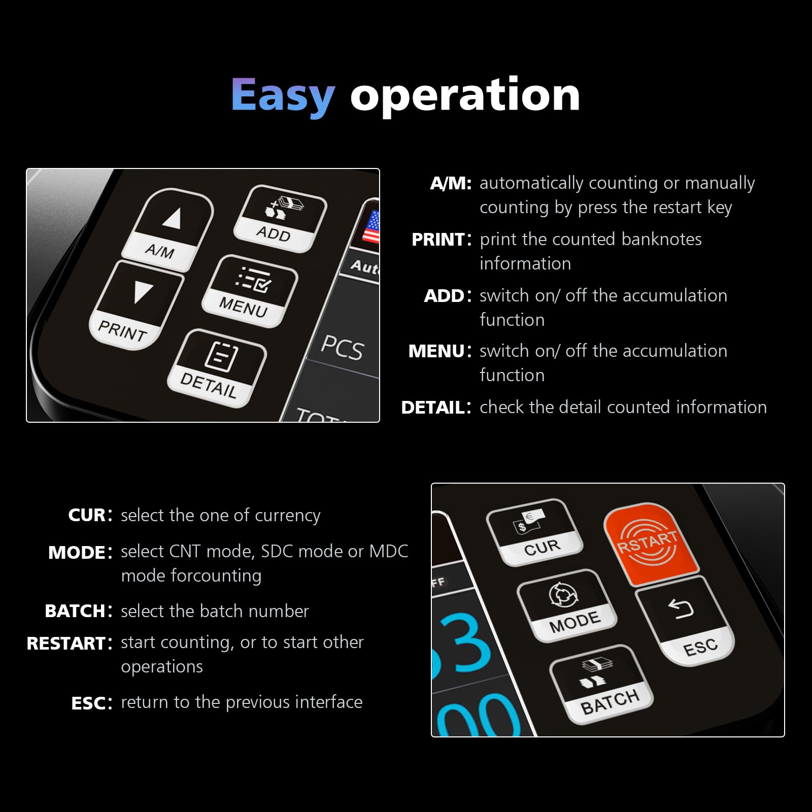 Aneken N60 Money Counter Machine Mixed Denominations, Cash Counter with 3.5” HD Dual TFT Display, UV/MG/IR/DD Counterfeit Detection, Printer-Ready Bill Counting Machine for Business, Upgraded Version