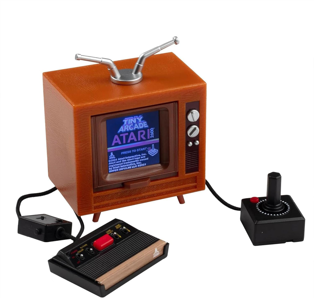 Tiny Arcade Atari 2600 Mini Console 3.5” Playable Retro TV & Controller with 10 Classic Games Including Pac-Man & Breakout -Portable Vintage Gaming System w/ Sound - Gift for Kids & Adults Ages 8+