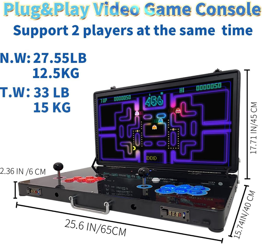 23000 in 1 Portable 3D Arcade Game Console 27-inch HD Screen Dual Players Pandoras Box RK3288 Retro Video Game Machine Metal Box Search/Hide/Save/Load/Pause Games