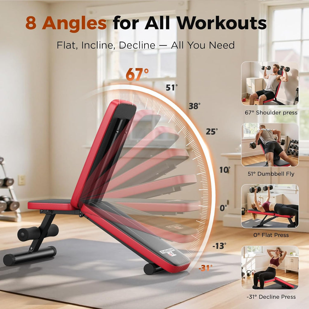 NICEPEOPLE Adjustable Weight Bench and Dumbbell Set for Home Gym, 660LBS Capacity Workout Bench with Adjustable Dumbbell Set of 2, 25LBS Pair (Total 50LBS) with Storage Box for Full Body Workouts