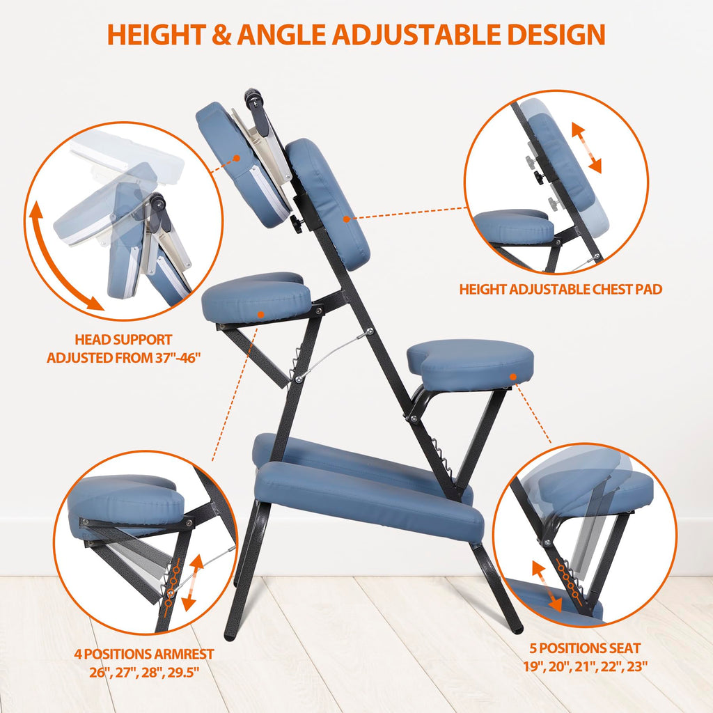 Nova Microdermabrasion Portable Massage Chair Foldable Tattoo Therapy Chair 4 Inches Thickness Sponge Face Cradle Spa Salon Massage Chair (Black)