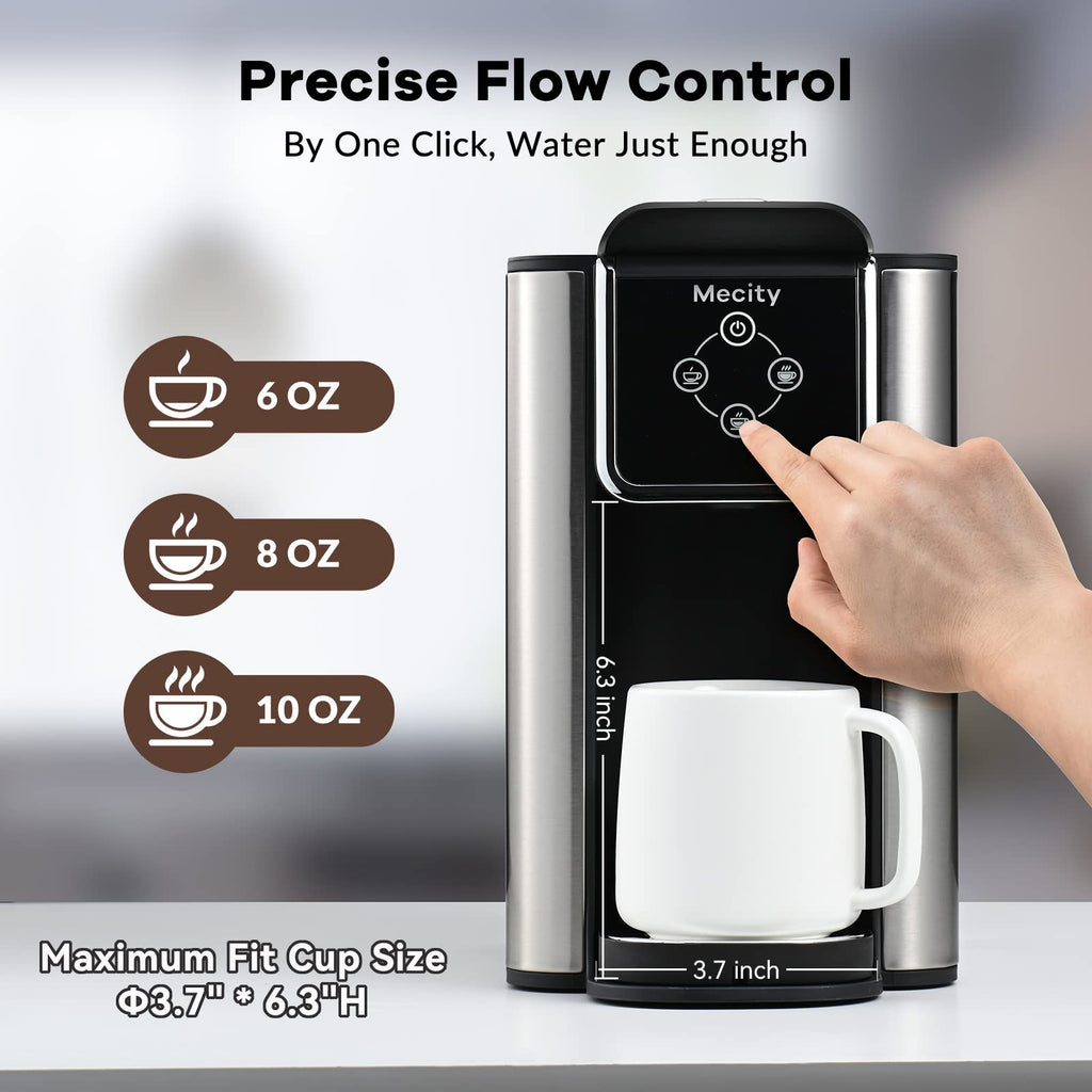 Mecity Pink Coffee Maker 3-in-1 Single Serve Coffee Machine, For Flat Bottom Coffee Capsule, Ground Coffee, 6 to 10 Ounce Cup, Removable 50 Oz Water Reservoir, 120V 1150W