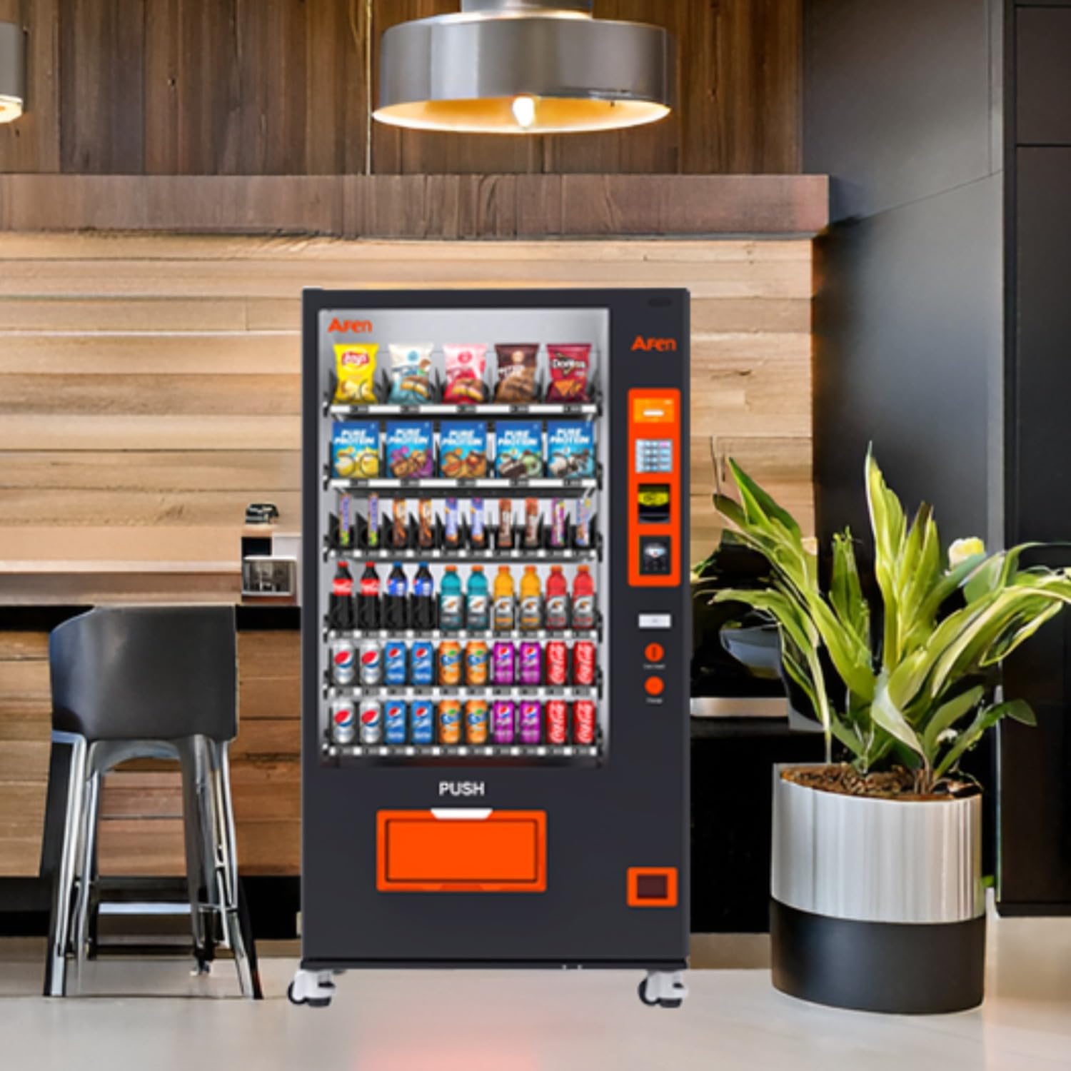 60 Slot Vending Machines for Business, Refrigerated Snack Drink Vending Machine, Commercial Smart Combo Vending Machine with Bill and Coin, Card Reader
