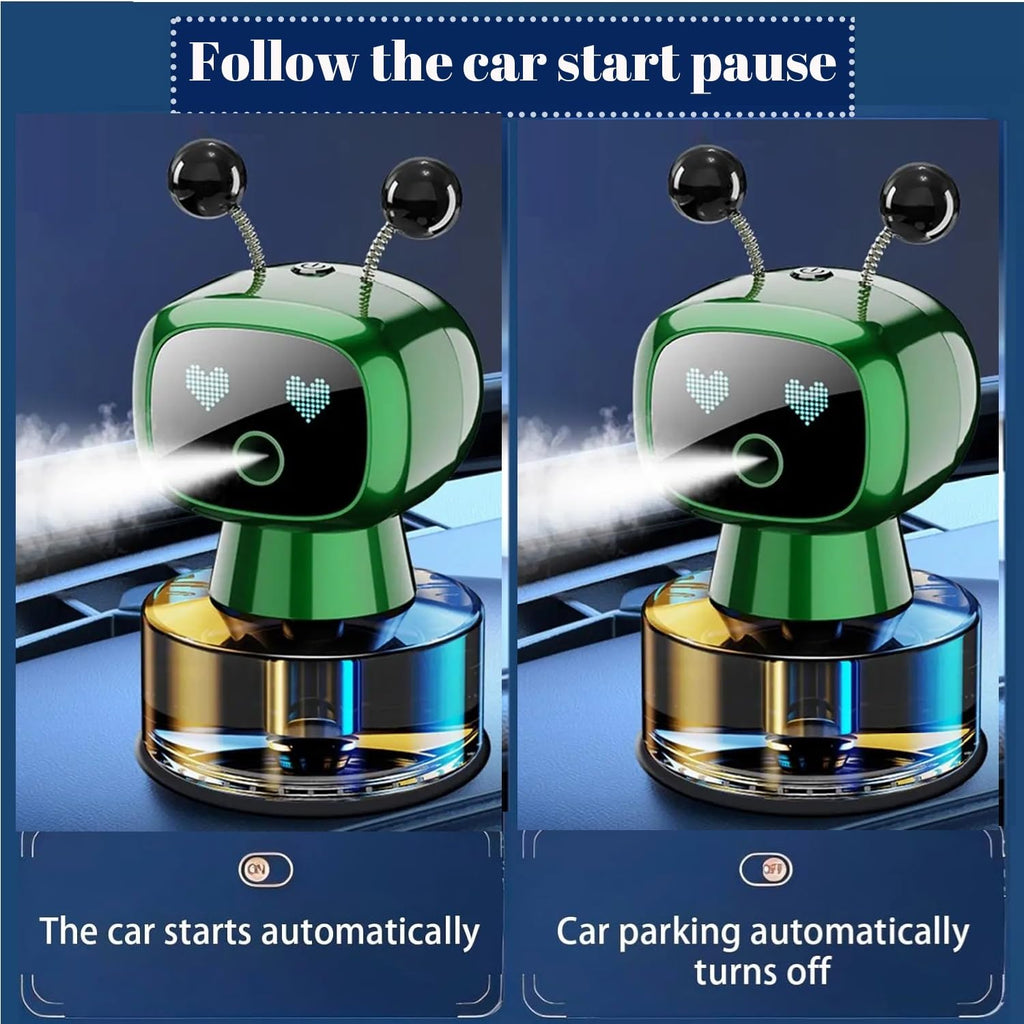 Robot Intelligent Aromatherapy Machine, Smart Cute Robot Car Air Freshener - Fine Spray/Fillable/Four-Gear Adjustment/Vibration Sensing/On-Off/Large Capacity Long-Lasting Fragrance/Black-V2(Cologne)