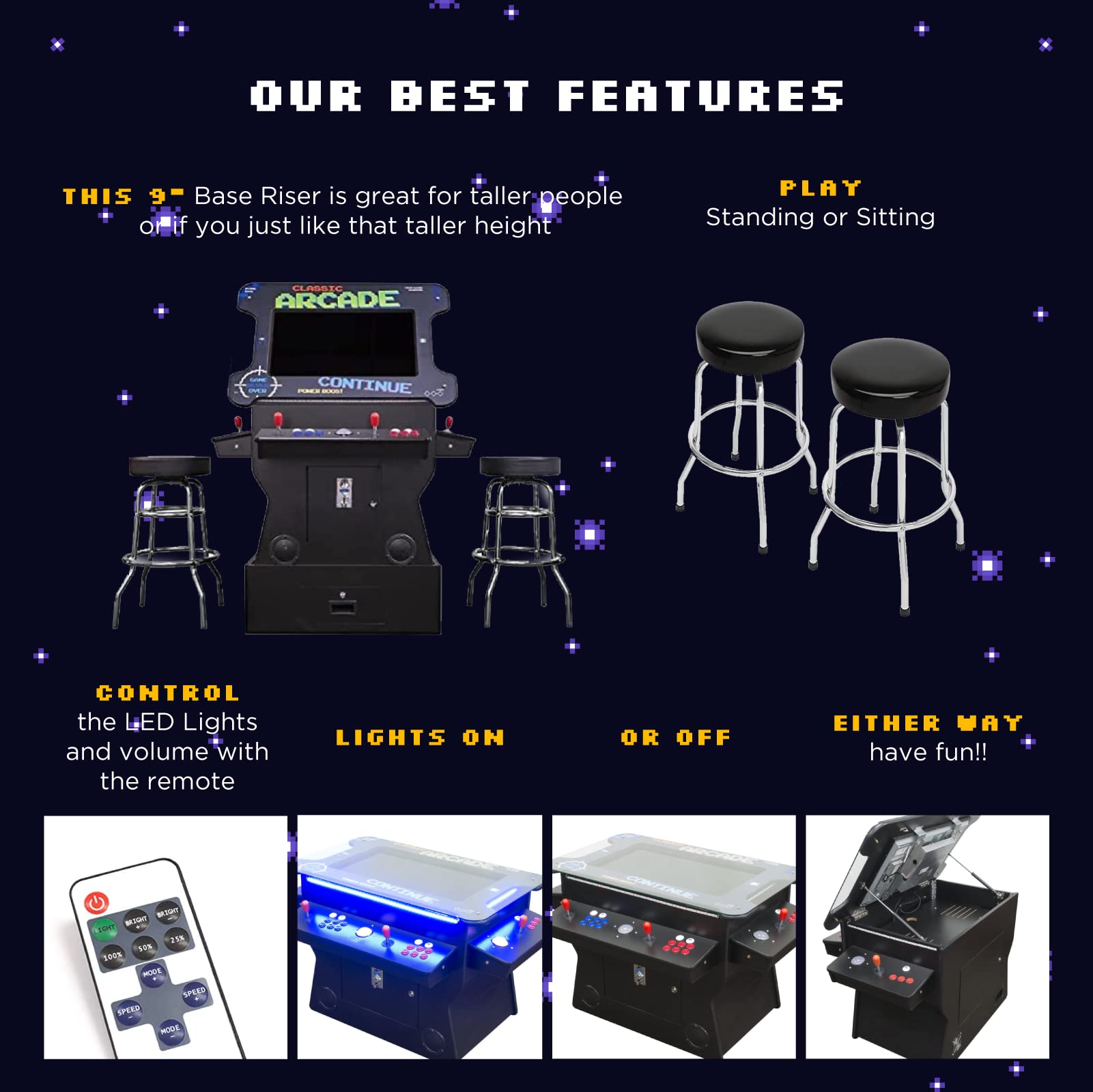 Creative Arcades Full Size Commercial Grade Cocktail Arcade Machine w/Lifting Screen | Trackball | Three-Sided | 4 Sanwa Joysticks | 2 Stools (4500 Games & 32" Screen & Woodgrain Edition)