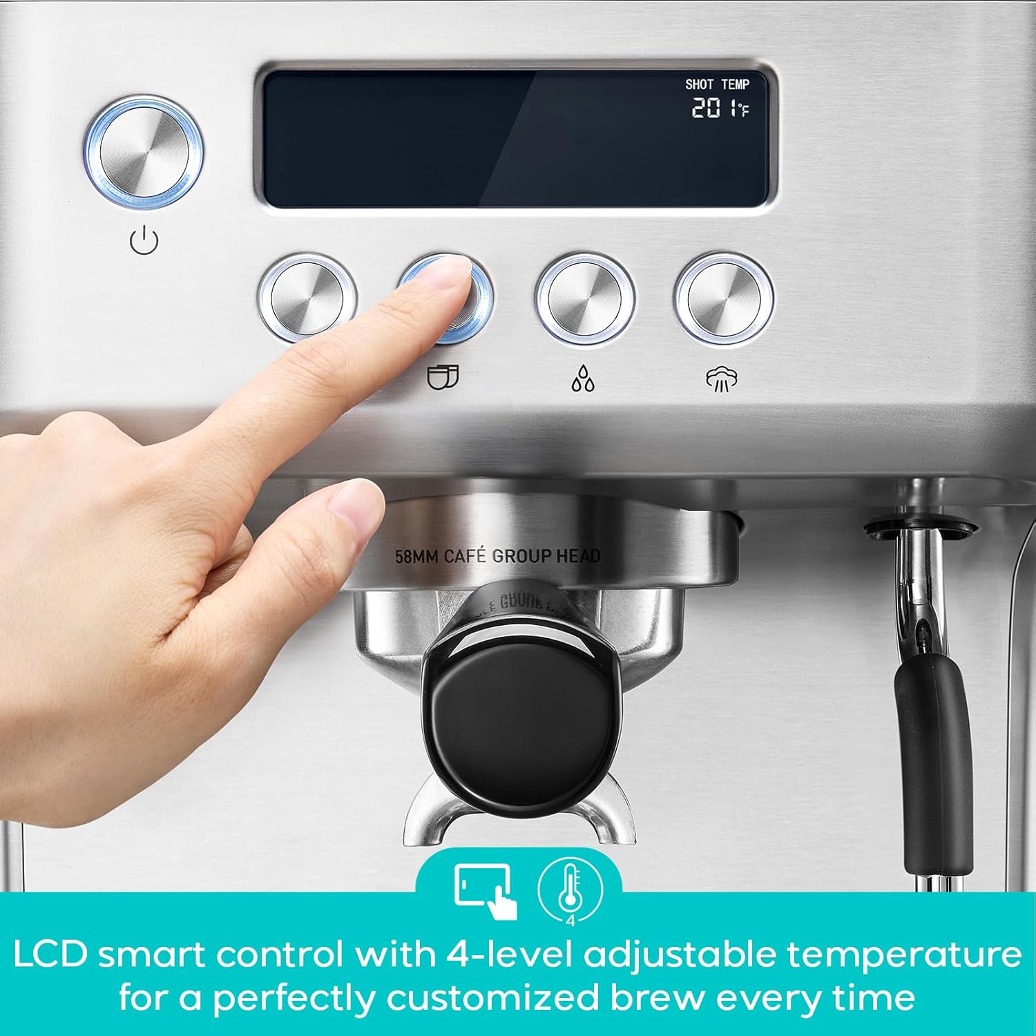 CASABREWS Ultra Pro Espresso Machine with Fast Heating, 20 Bar Espresso Maker with 3 holes steam wand, Customizable Brewing Temperature, Stainless Steel Cappuccino & Latte Coffee Machine for Home