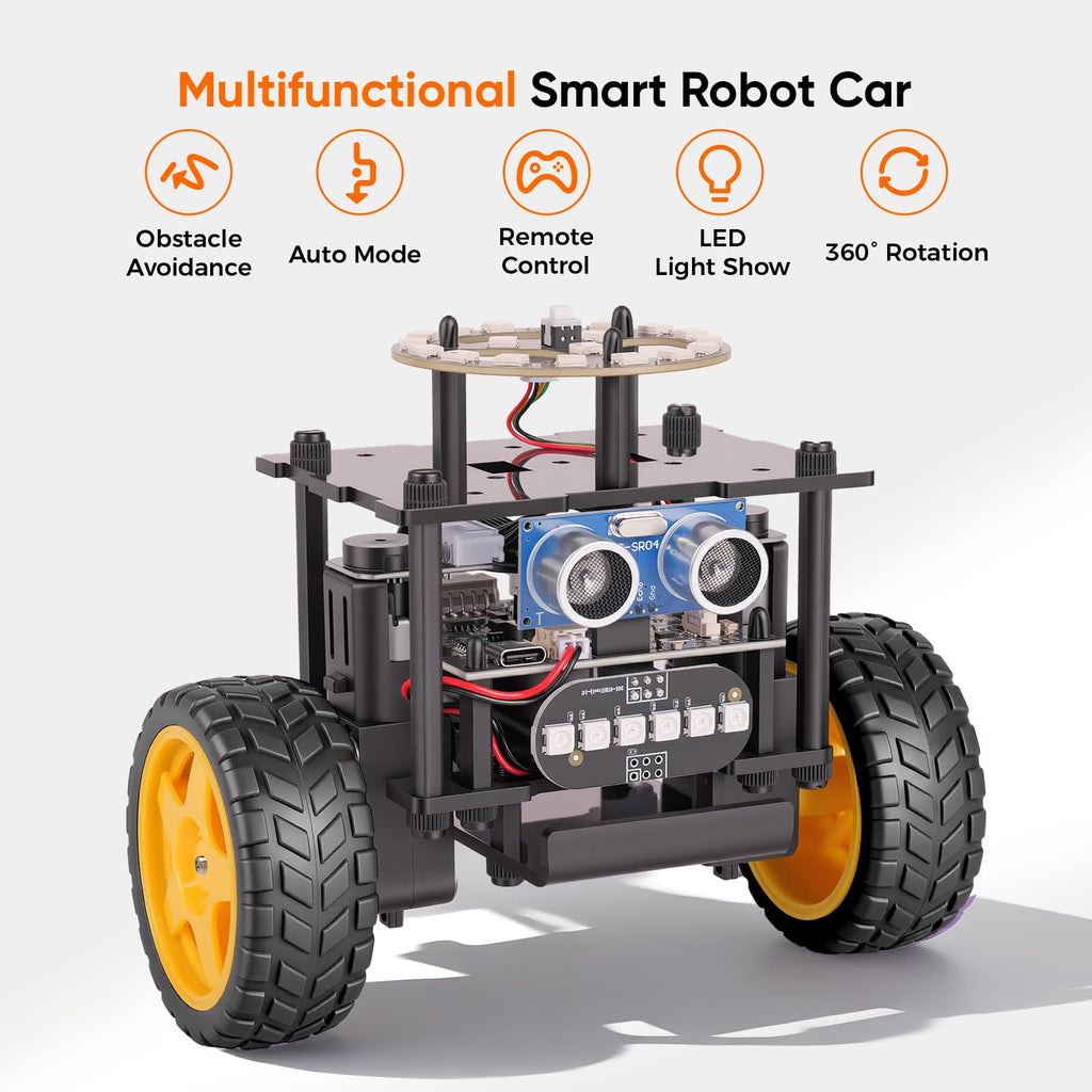Smart Robot Car Kit Toys for Kids Ages 8-12 12-16, Remote Control Building Robotics Kit, STEM Educational Science Kit Gifts for Teen Boys Girls 8-13 14 15 16 Year Old