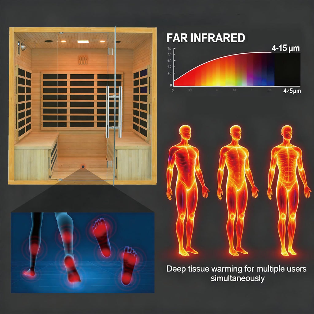 1350W Far Infrared Home Sauna, Energy-Efficient Fast-Heating Indoor Sauna Room with Bluetooth & 7-Color Therapy, Canadian Hemlock Wood, Modular Design - Ideal for Home Gym, Family Relaxation