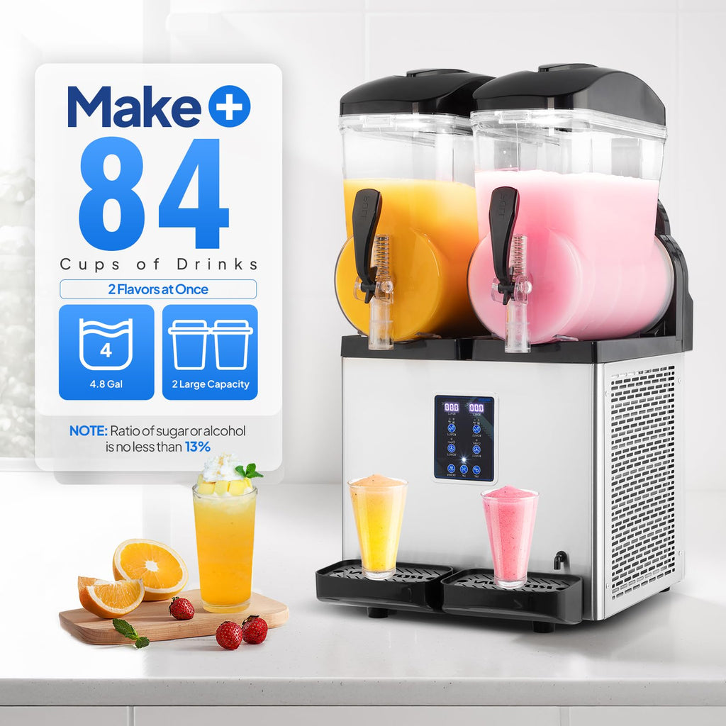 ROVSUN Margarita Machine Commercial Slushy Machine, 8 Gallon Slushie Machine Frozen Drink Machine Efficient Cooling Stainless Steel for Party Cafes Home Restaurant Bar 110V/60HZ