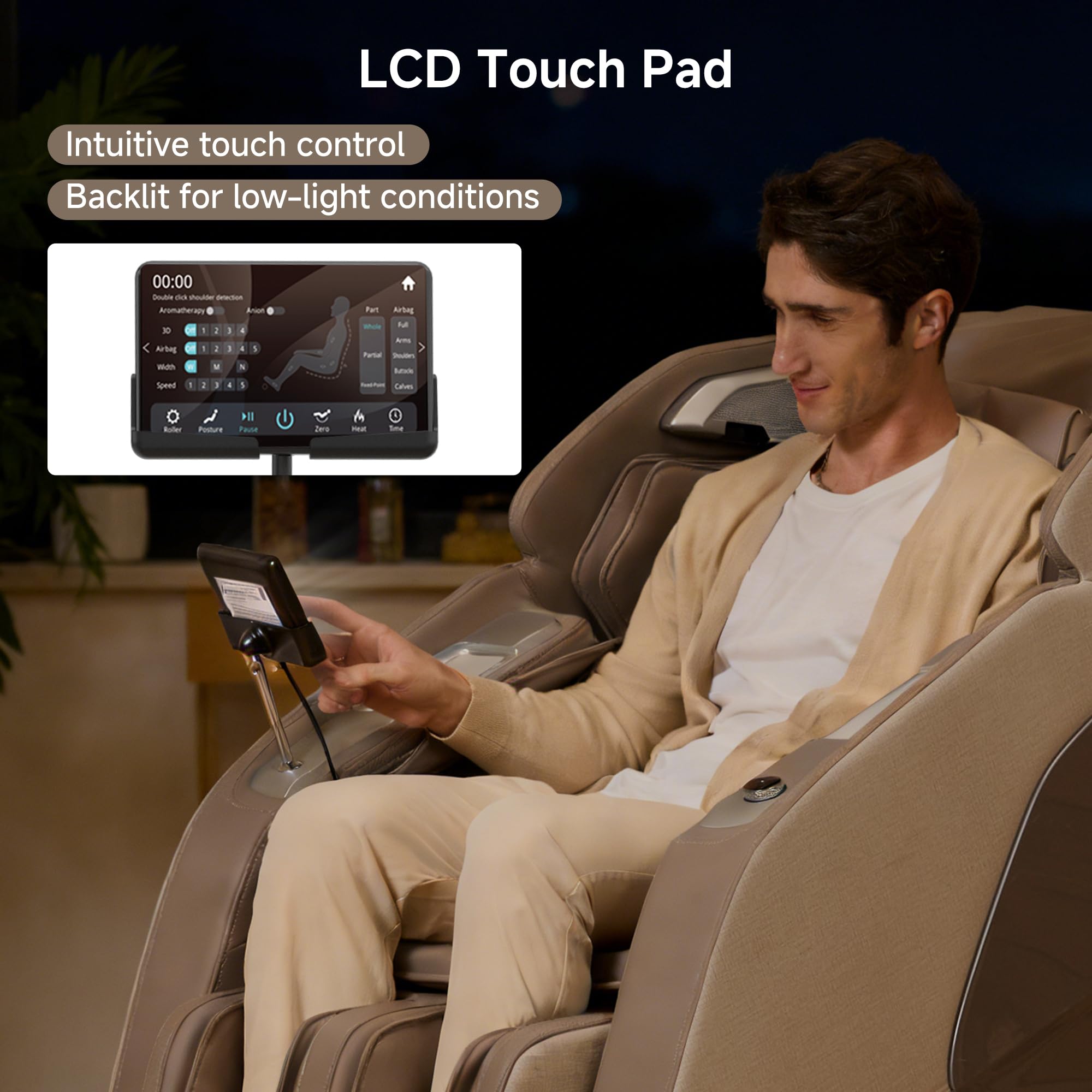 Real Relax 4D Massage Chair Full Body, Zero Gravity SL Track Recliner with Backlit Toch Pad, Negative Ion Purification, Aromatherapy, 20 Auto Modes, Yoga Stretching, Auto Body Scan, Black