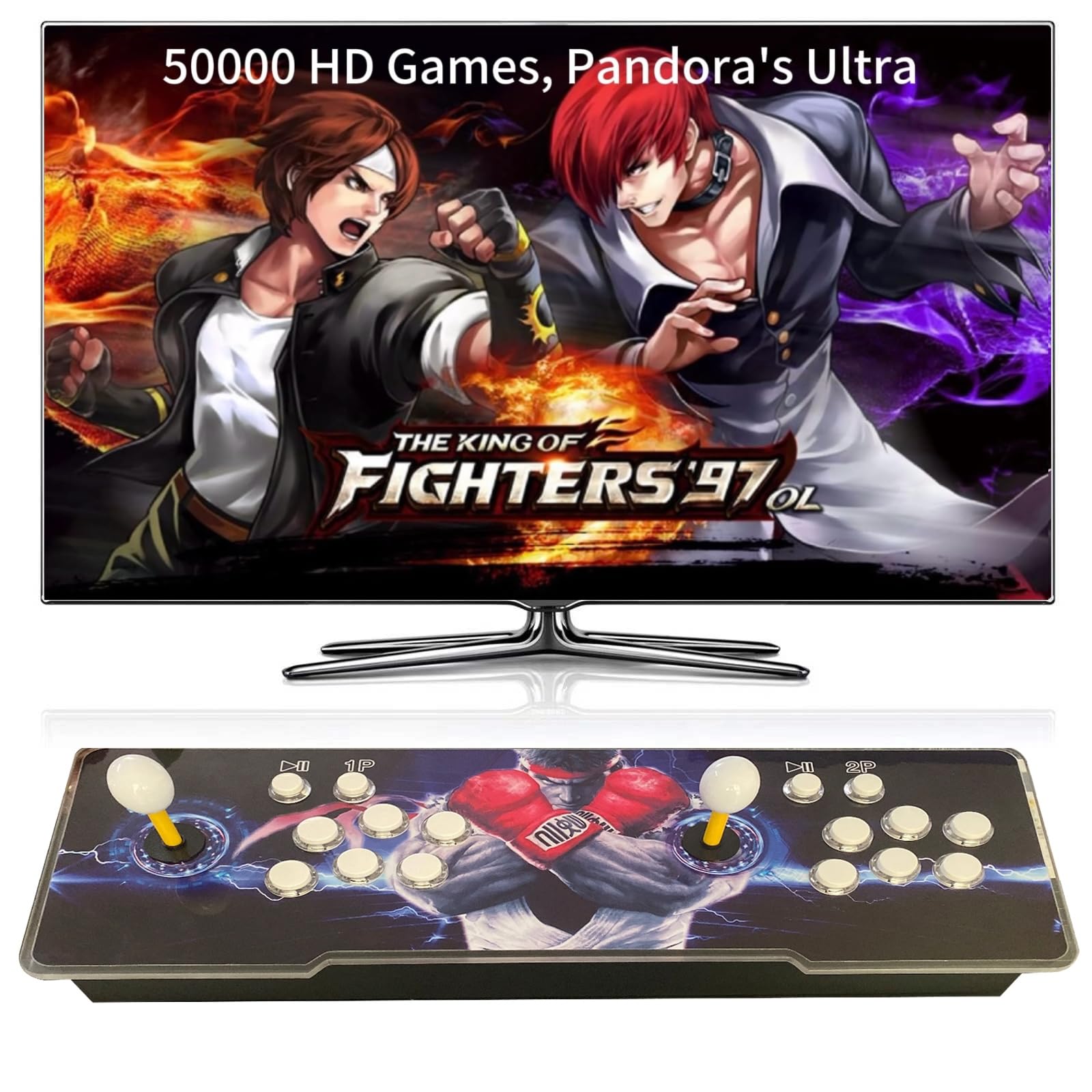 FVBADE [50500 in 1] Pandora Ultra Pandora Box Retro Games Arcade Game Console with Two Separate Host for PC & Projector & TV 3D Games 1-4 Players Category Favorite List Save/Search/Hide/Pause Game