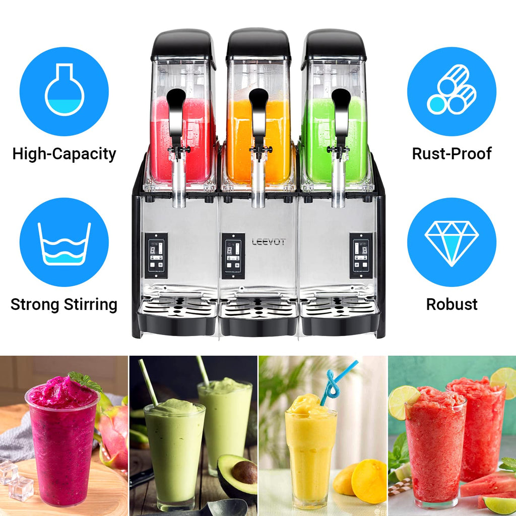 Slushy Machine,15L x2 Double Tanks Comercial Margarita &Slushie Machine,120+ Cups 1000W 110V Electric Large Daiquiri Machine with Self-cleaning Mode,for Home Party Restaurants Cafe Bars