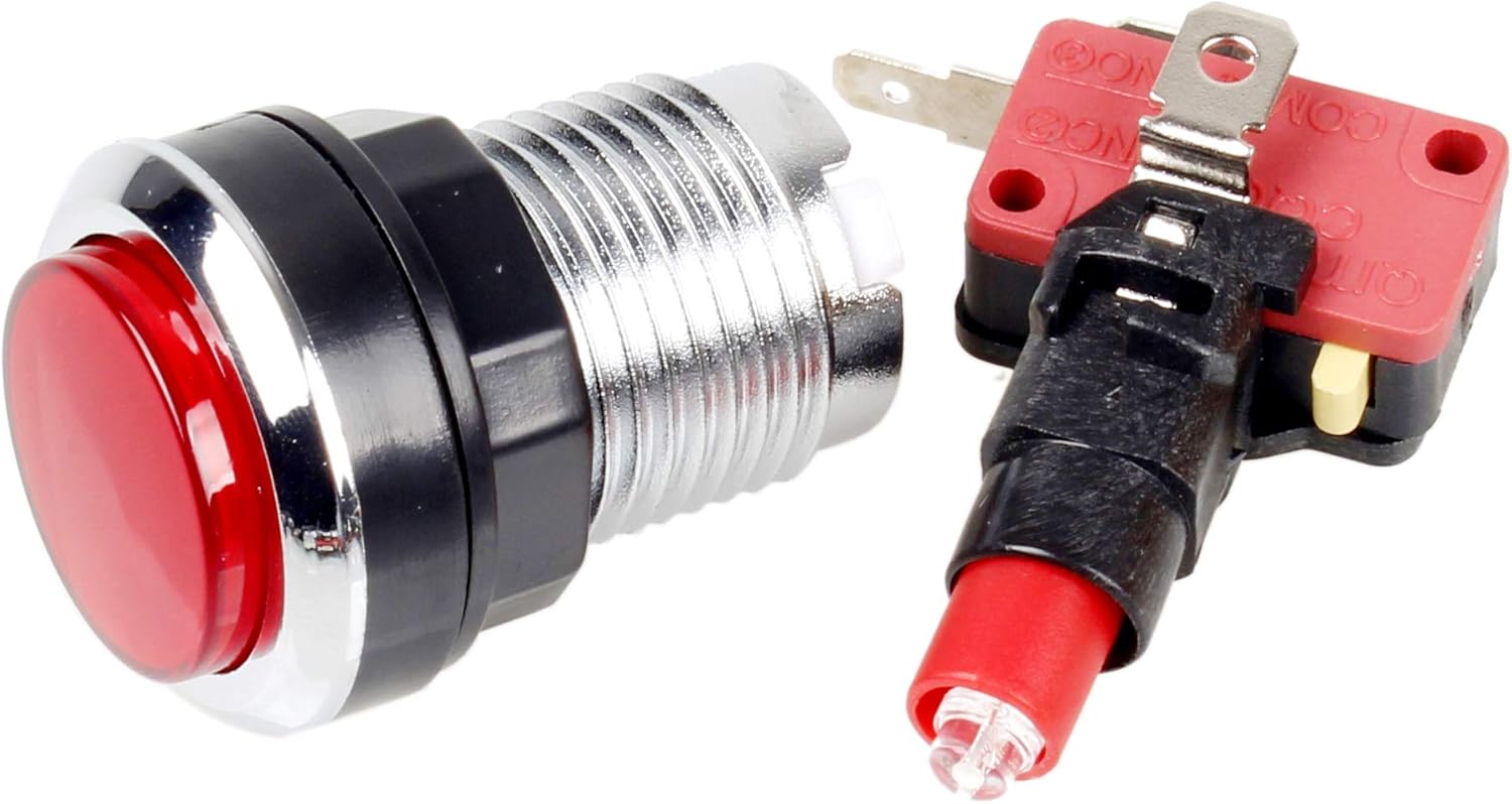 EG STARTS 10 Pcs/Lots Chrome Plating 30mm LED Illuminated Push Buttons with Micro Switch for Arcade Machine Games Mame Jamma Parts 12V Each Color of 2 Pieces
