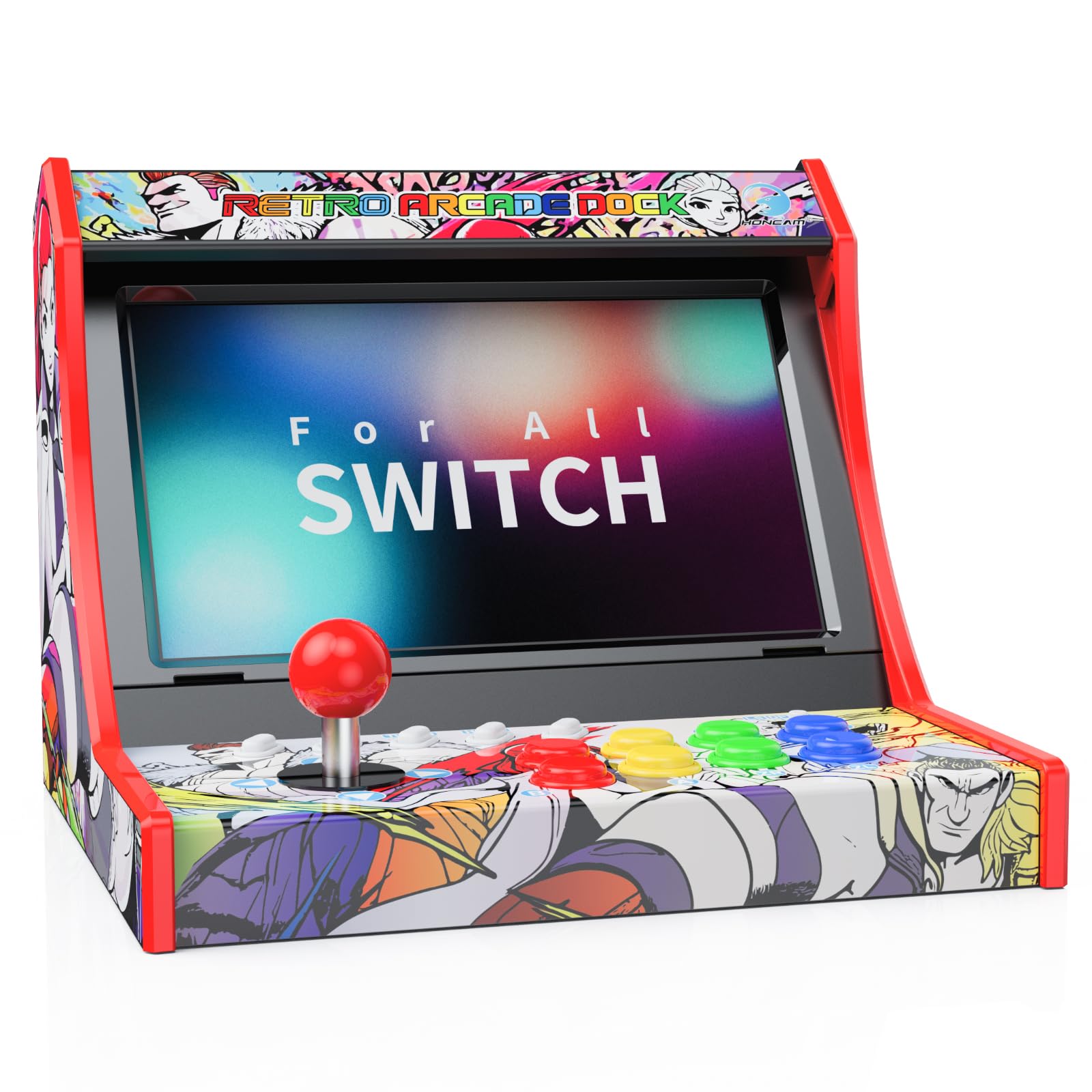 Retro Arcade Machine for Switch/OLED/Switch 2 with Screenshot Icon Button, Orange and Blue (Screen Not Included)