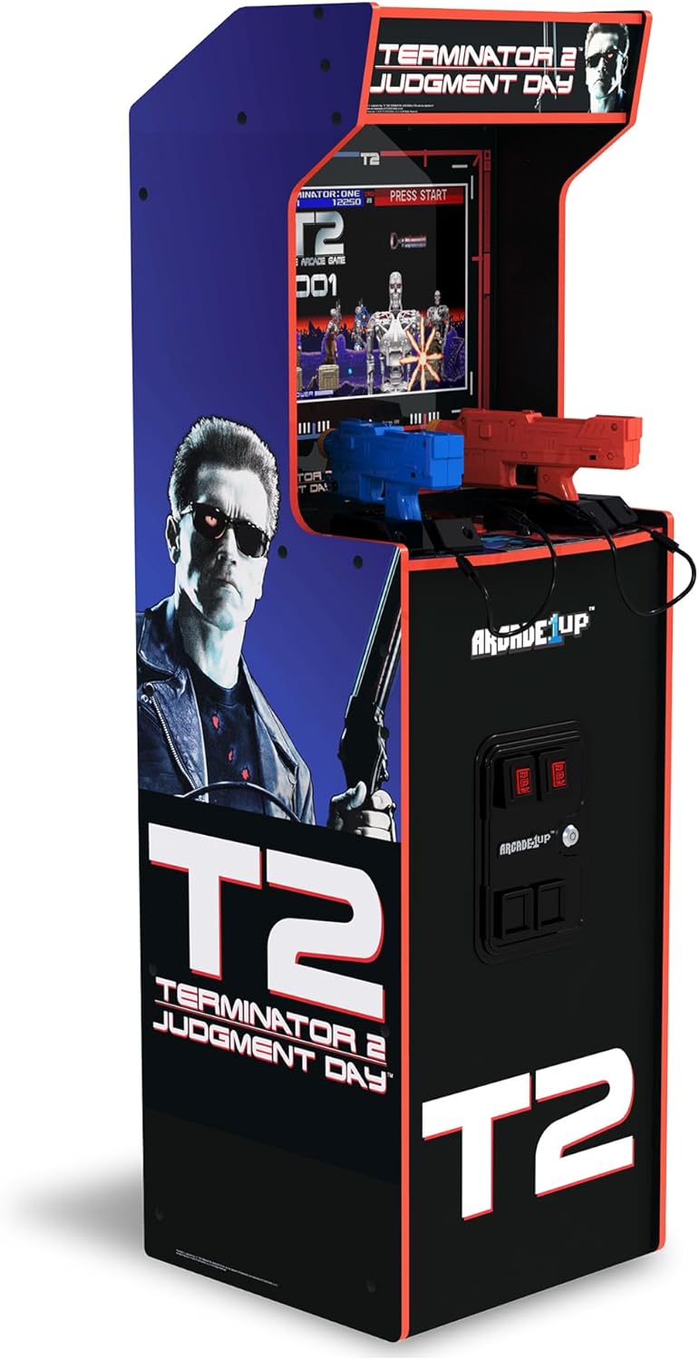 Arcade1Up Terminator 2 Deluxe Arcade Machine with Real-Feel Arcade Guns, 17" BOE Color Monitor, Dual Speakers and Wi-Fi Online Leaderboards, 5' Tall