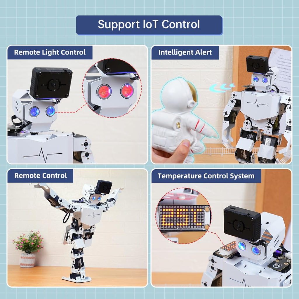 AI Vision & Voice Interaction Robot for Arduino Scratch Python Programming 17DOF Humanoid Robot Large AI Model STEM Project Education Voice Command Walking Dancing Self-Stand Up, Tonybot Standard kit
