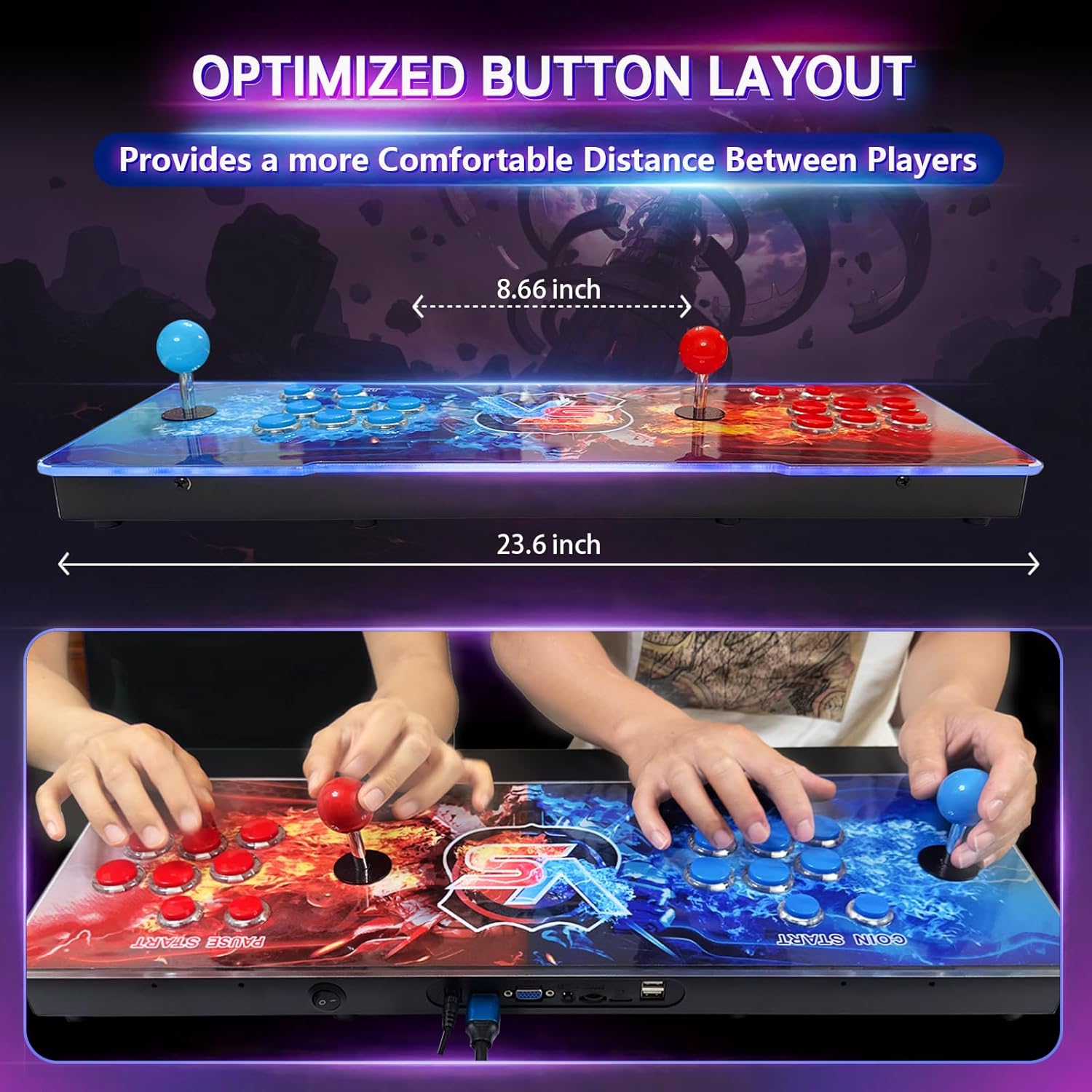 [30000 Games in 1] Arcade Console Pandora Box - with Two Extra Handles, 4K HDMI Output Plug & Play Video Game 256GB Memory Card Retro Gaming Console Double Joystick Favorites List