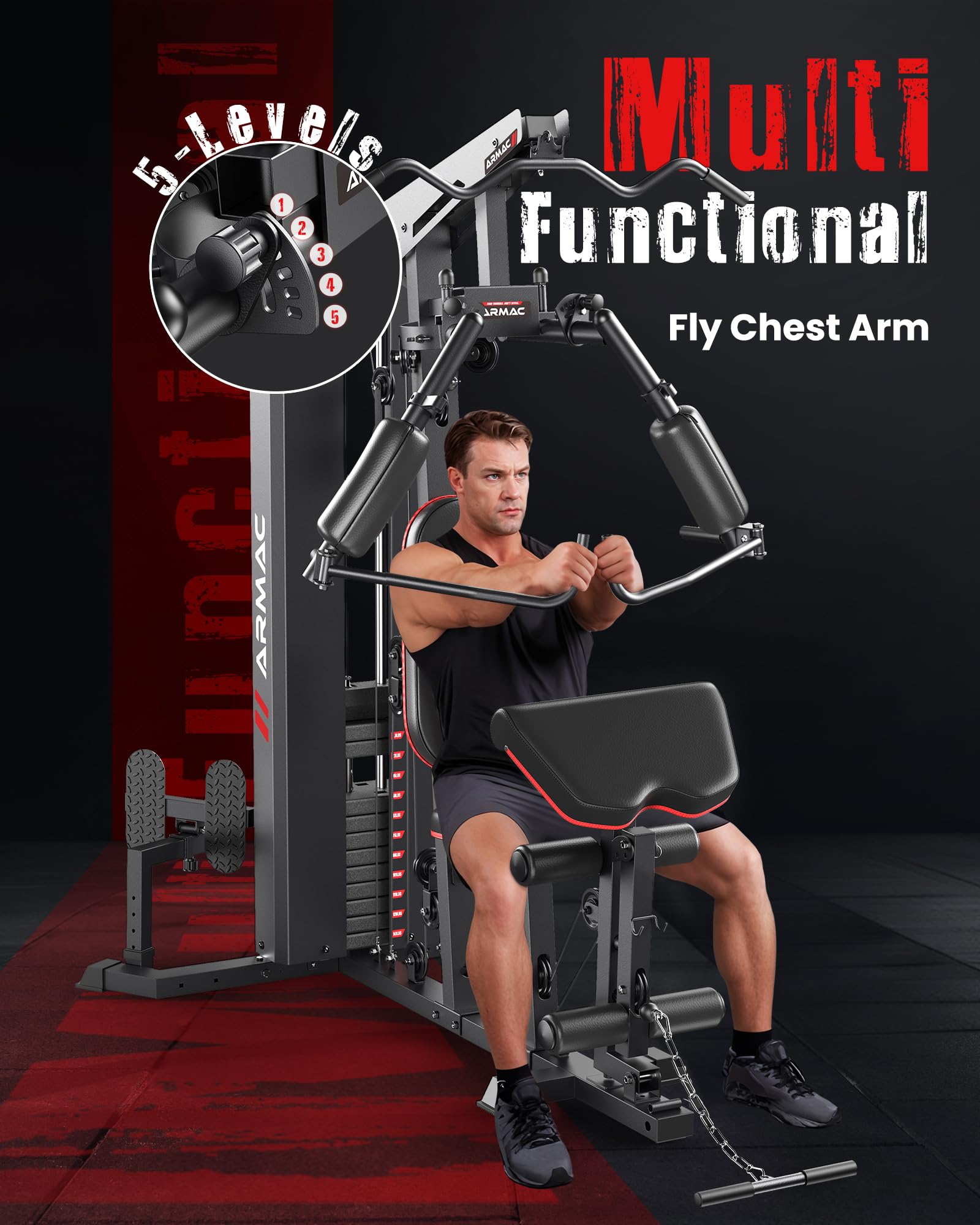 Sportsroyals Home Gym, Multifunctional Gym Equipment, Workout Equipment with 150LBS Weight Stack, for Leg Press, LAT Pull Down, Chest Presses
