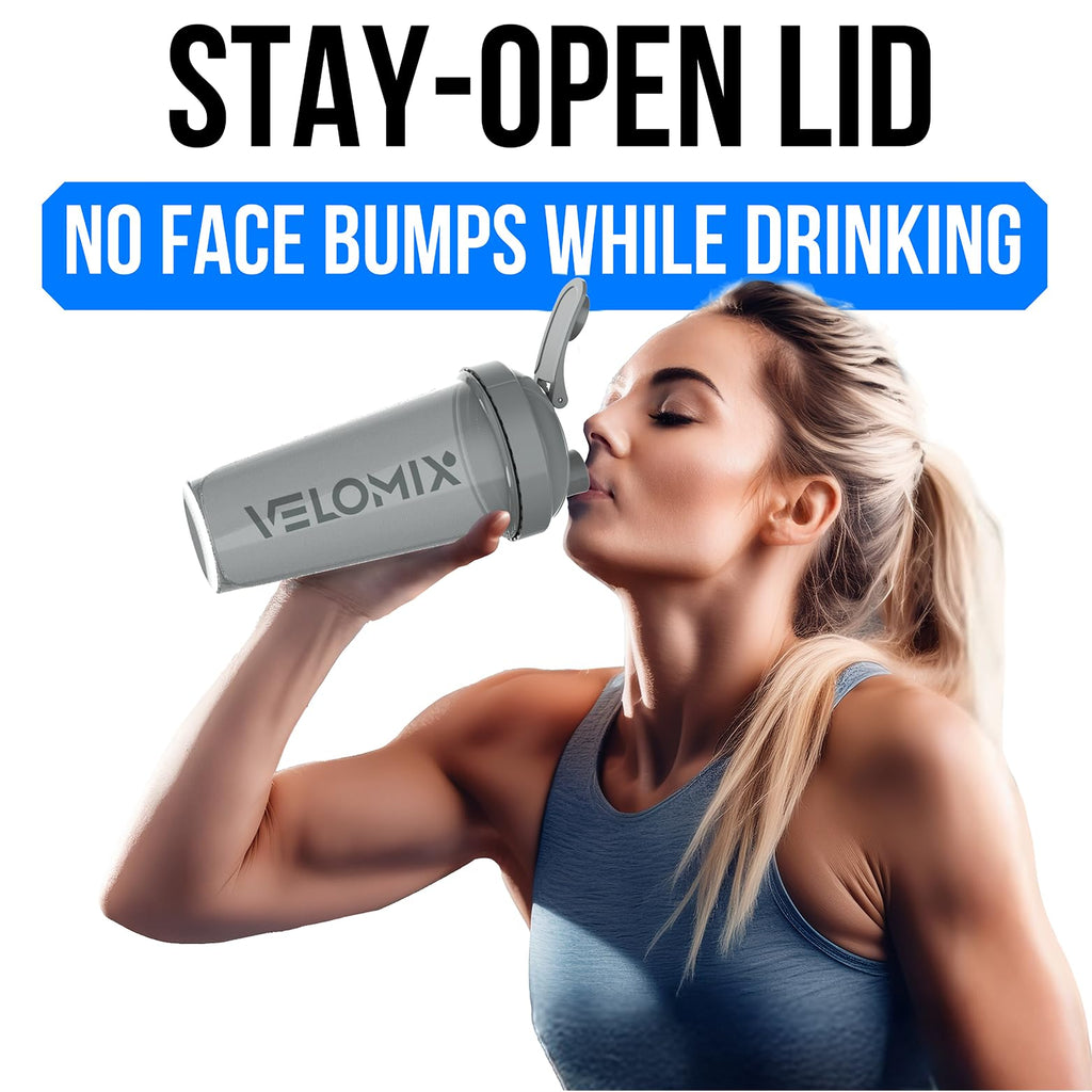 VELOMIX -4 PACK- 28 oz Protein Shaker Bottle for Protein Mixes - 4x Wire Whisk | Leak Proof Shaker Cups for Protein Shakes | Protein Shaker Bottle Pack | Protein Shake Cup (NeoCool Pack)