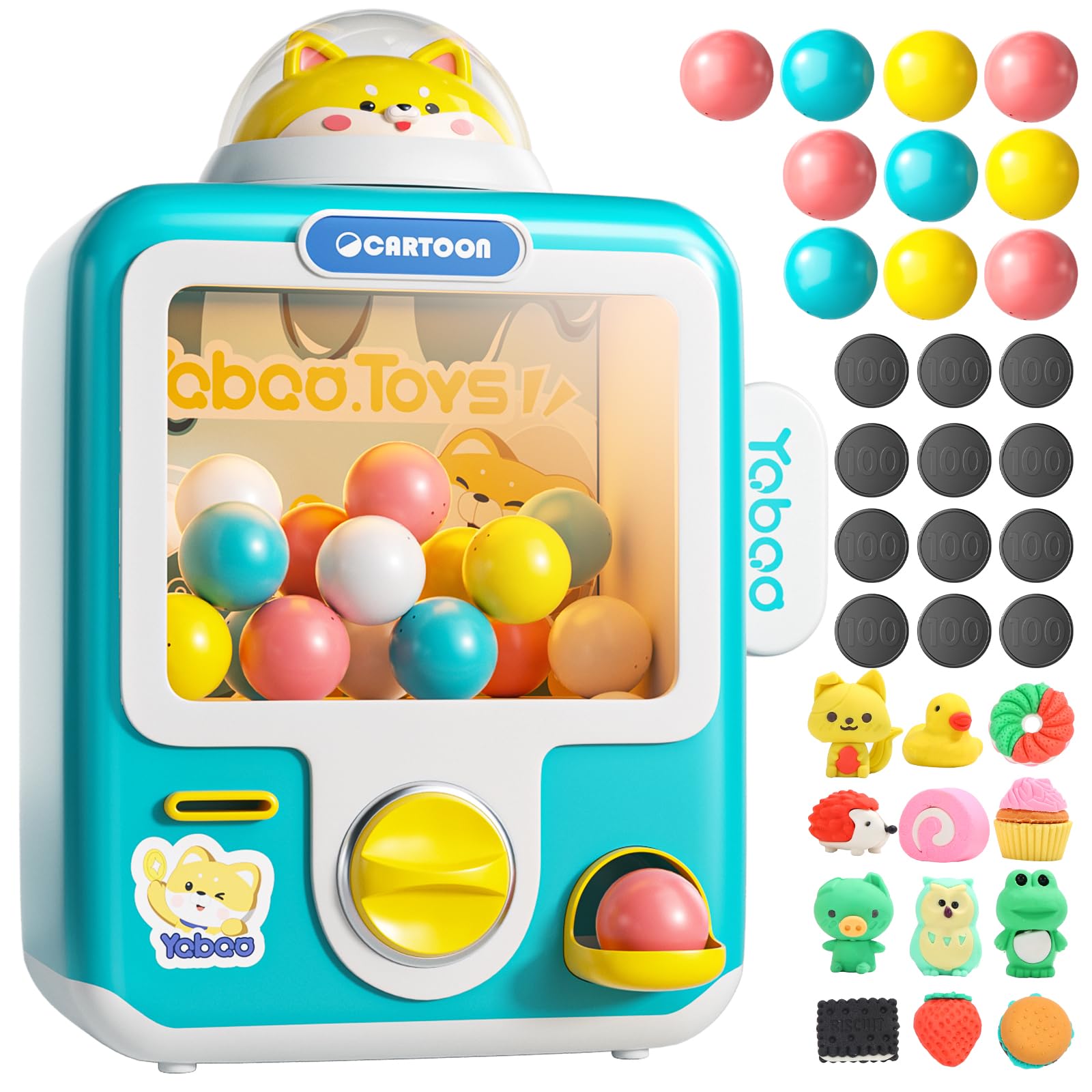 Skirfy Vending Machine Kids Toys 10 Empty Eggs Mini Vending Machine Erasers Operated Gumball Prize Machine Maker Game Claws Machine Easter Game Sensory Toys Dolls Gifts（Blue）