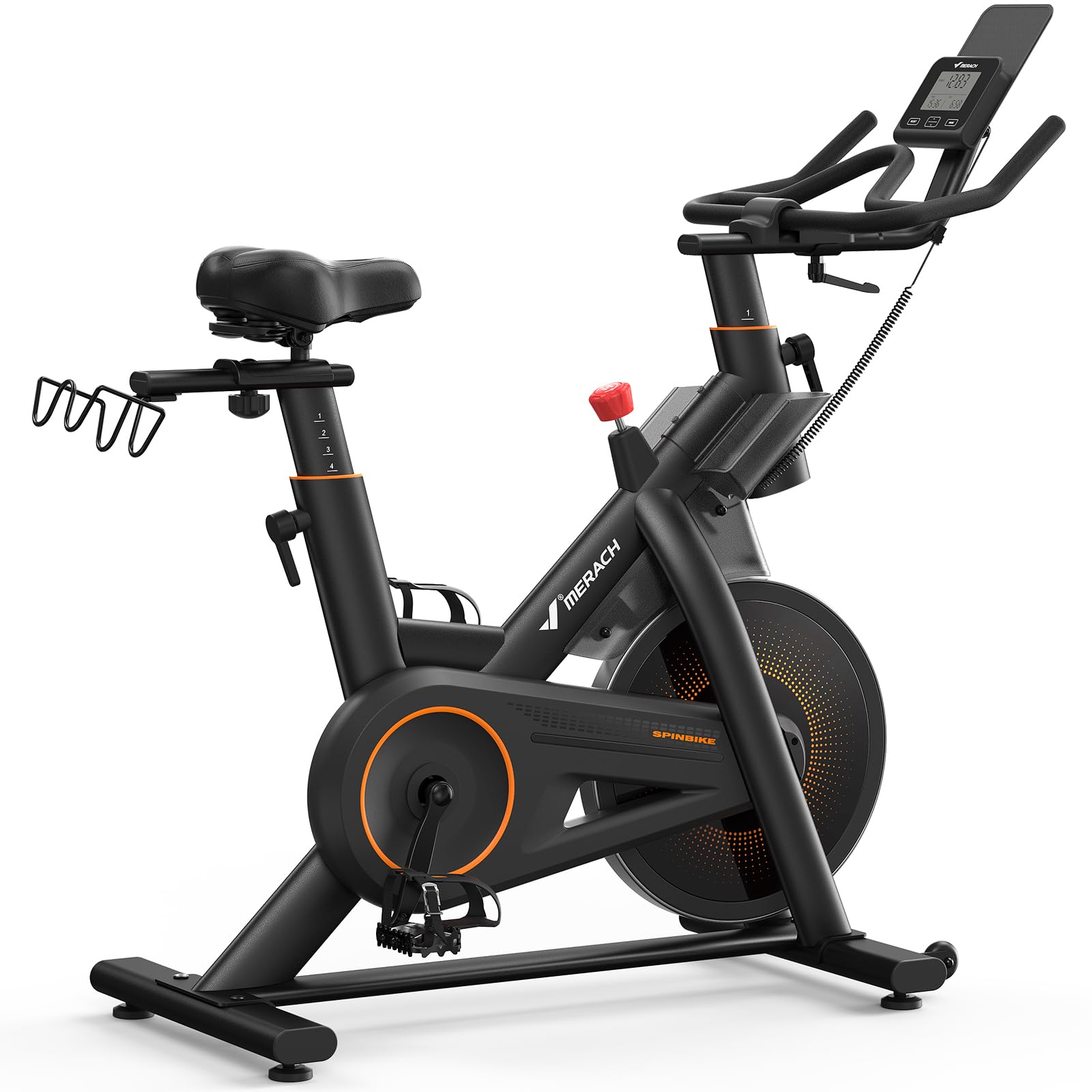 Merach Magnetic Exercise Bike, Heavy Duty Stationary Bike with Automated Resistance, 300 350 Lbs Weight Capacity, Low Noise Indoor Workout Bike for Home Gym with Self-Developed App