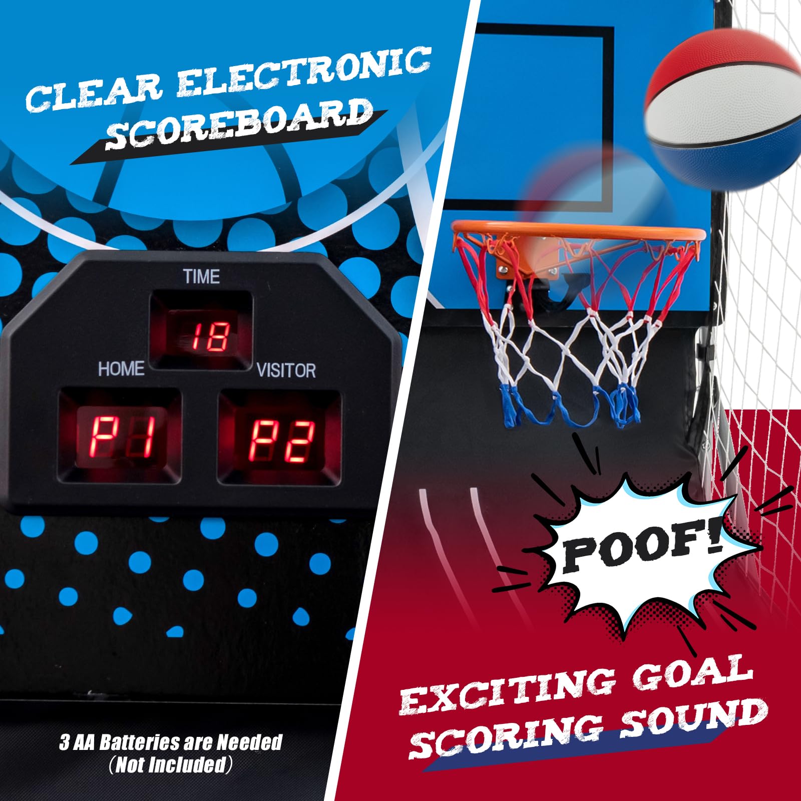 Giantex Foldable Basketball Arcade Game, 8 Game Options, Electronic Double Shot 2 Player w/ 4 Balls and LED Scoring System, Indoor Basketball Game for Kids, Adults
