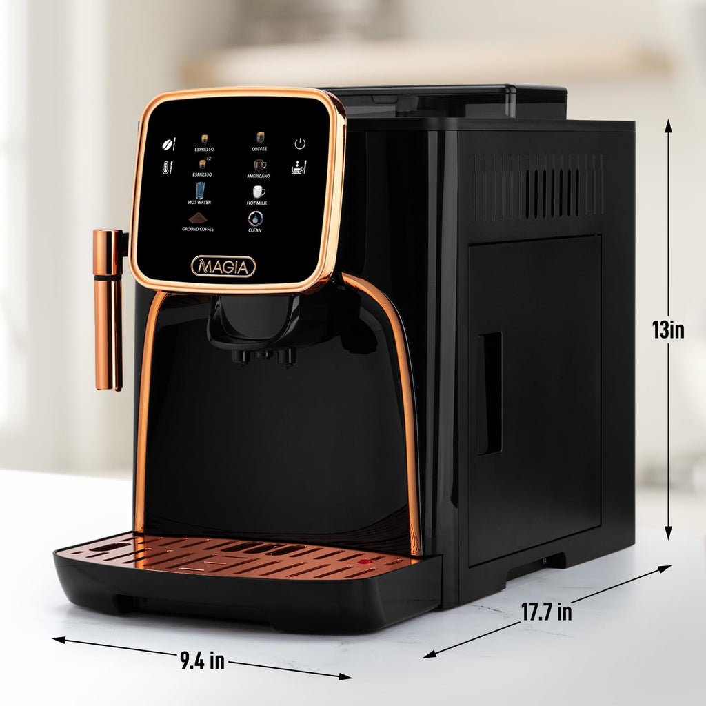 Zulay Magia Super Automatic Espresso Maker Machine with Grinder - 19 Fully Customizable Coffee Options, Auto Cleaning, Milk Foam System - for Latte, Cappuccino - Ultra LUX - White (13.7x17.7x9.4)