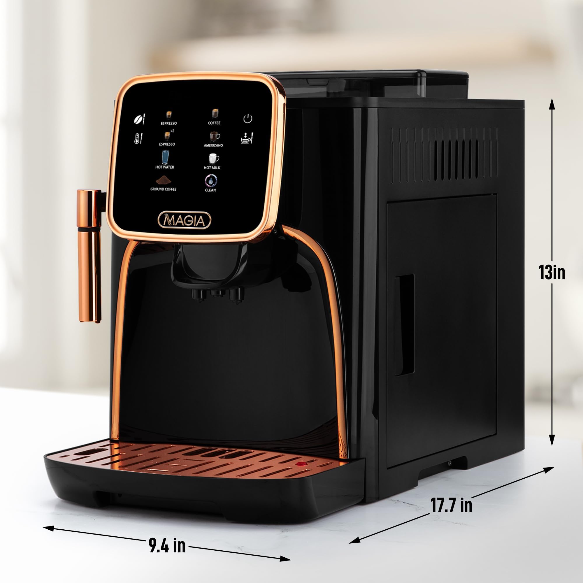 Zulay Magia Super Automatic Espresso Maker Machine with Grinder - 19 Fully Customizable Coffee Options, Auto Cleaning, Milk Foam System - for Latte, Cappuccino - Ultra LUX - White (13.7x17.7x9.4)