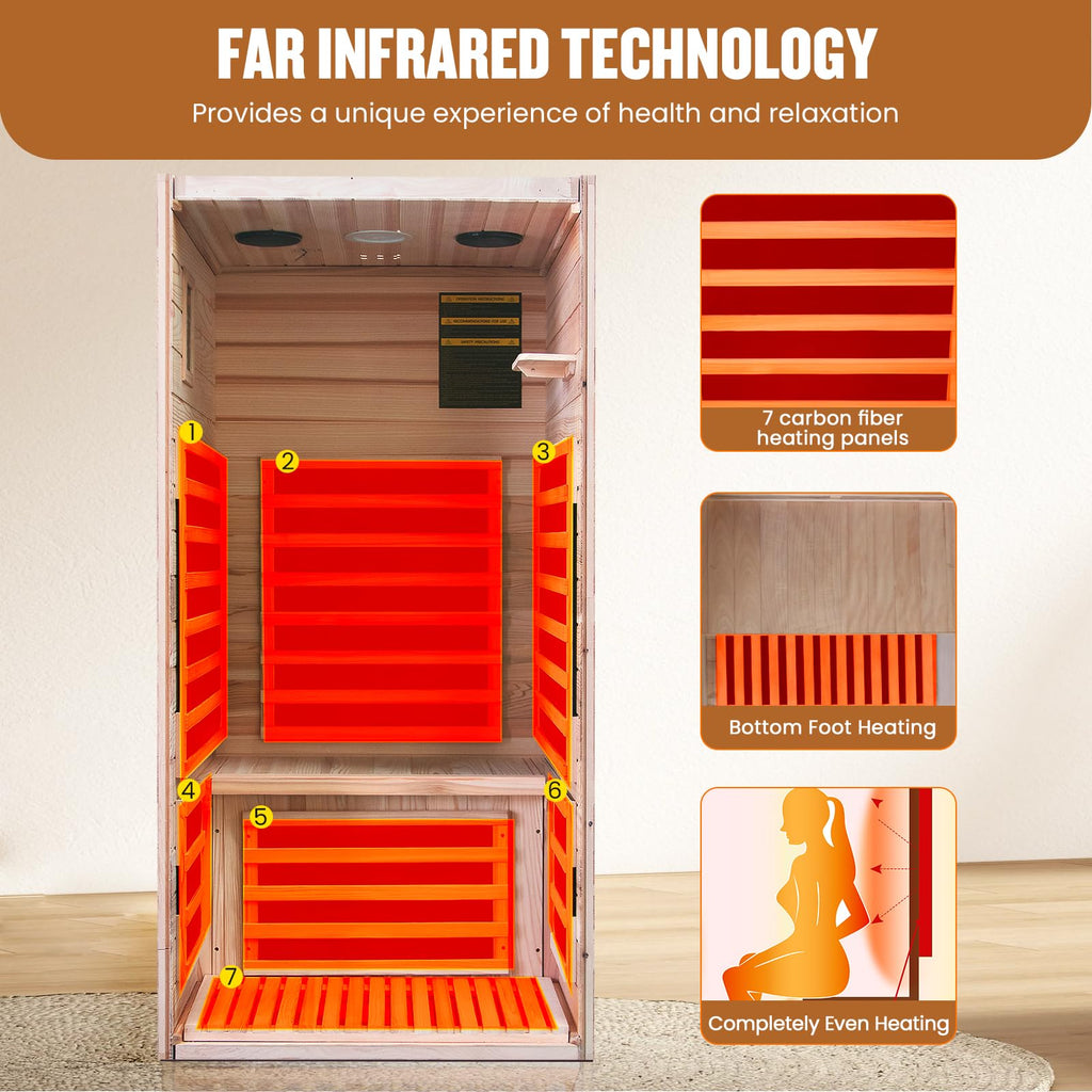 2 Person Infrared Sauna Far Infrared Sauna Room for Home Indoor 2000W Low-EMF Wood Dry Sauna with Full Starry Sky Lights Ceiling in 7 Color Speaker Fast Heating Easy Assembly- 47.3*41.3*74.8 IN