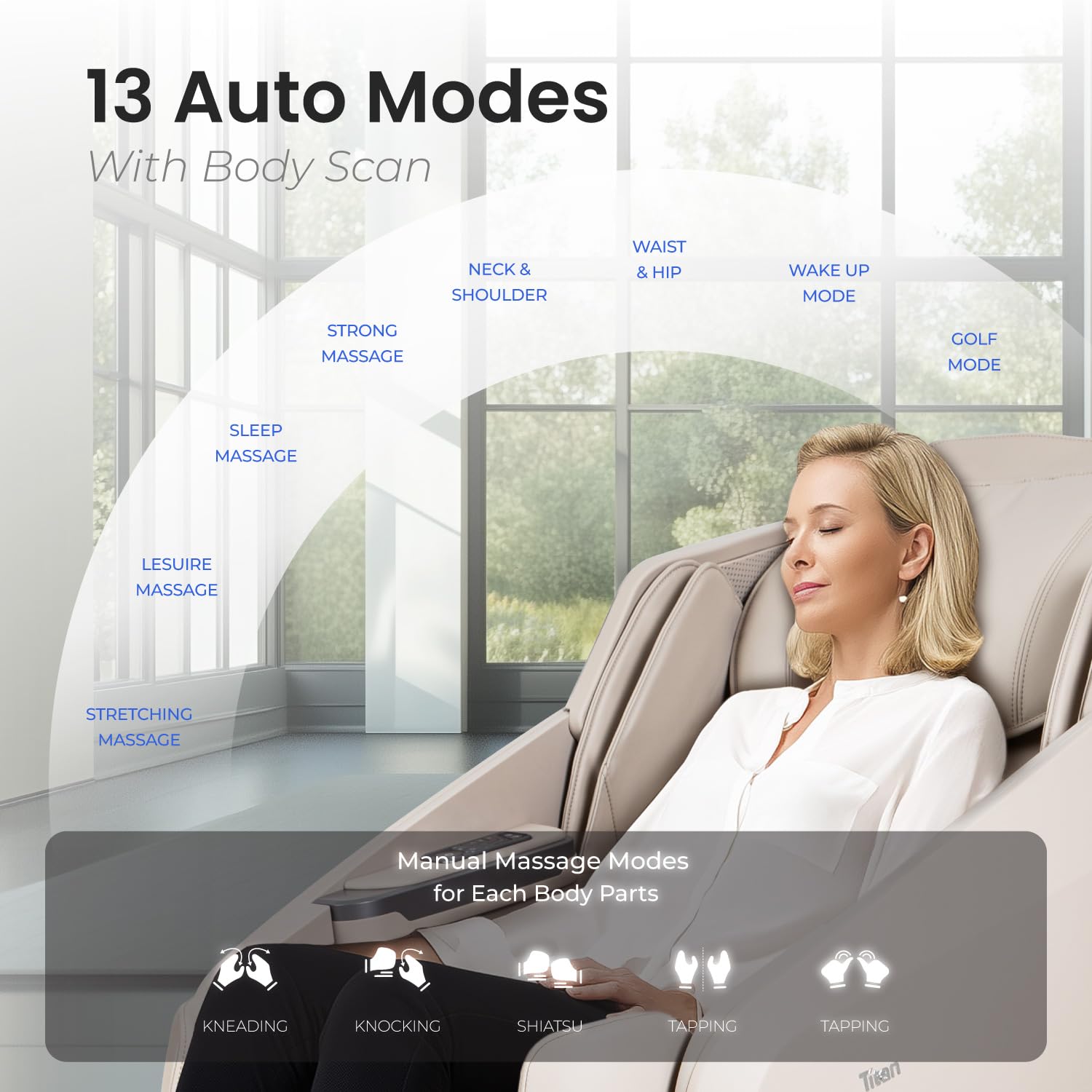 Titan Ti Reflex 3D l Full Body Airbag Massage Chair l Zero Gravity Reclining l Specialized Ankle Stretching Massage l SL-Track System l Space Saving l Automatic Extendable Footrest (Brown)