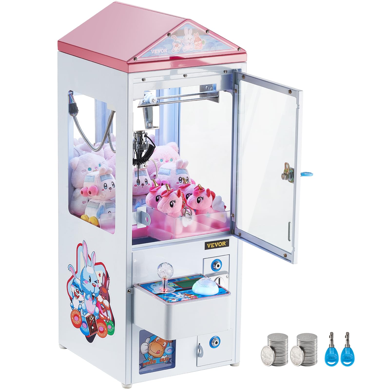 VEVOR Claw Crane Machine, Medium-Sized Arcade Game Machine with Claw + Grabber Double-Layer, Light & Sound, Toy Candy Grabber Prize Dispenser Vending Toy, for Commercial Home Cinema, Black Purple