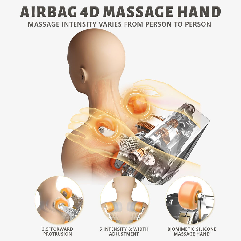 HealthRelife 4D Massage Chair Full Body, 166° Flexible Track, 18 Modes, 11 Techniques, 36 Airbag Massage, with Yoga Stretch, Foot Massage, Zero Gravity Massage Recliner（Beige）