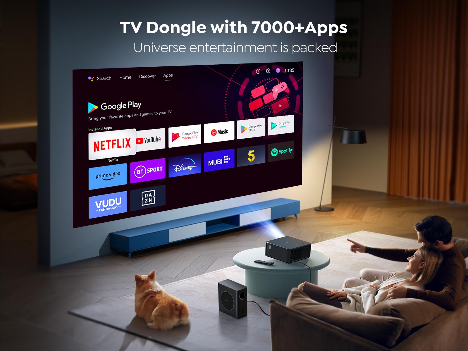 Yaber PROJECTOR K3 Smart Projector with GTV, 30W Speaker Sound by JBL, Dolby Audio, Home/Outdoor Movie Projector with WiFi6 and Bluetooth, Auto Screen Adaptation,Netflix 7000+app