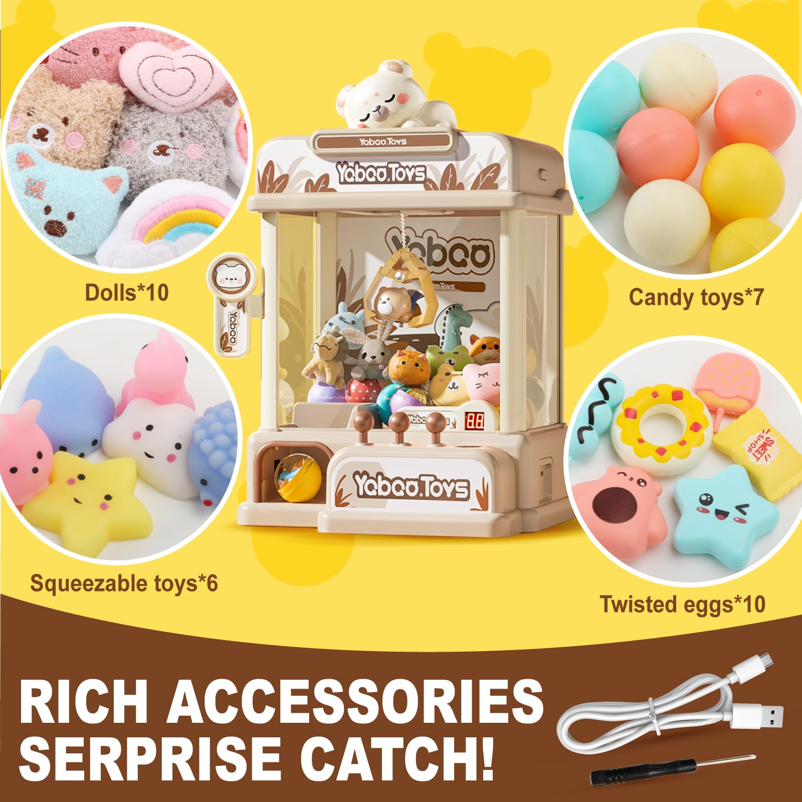 ORANGE OCEAN Large Claw Machine for Kids,Unicorns Toys Claw Machine for Girls,Mini Arcade Game with Prizes Toys,Kids Vending Machine Age 6-8 8-10,Christmas Party Birthday Gift for Girls Boys