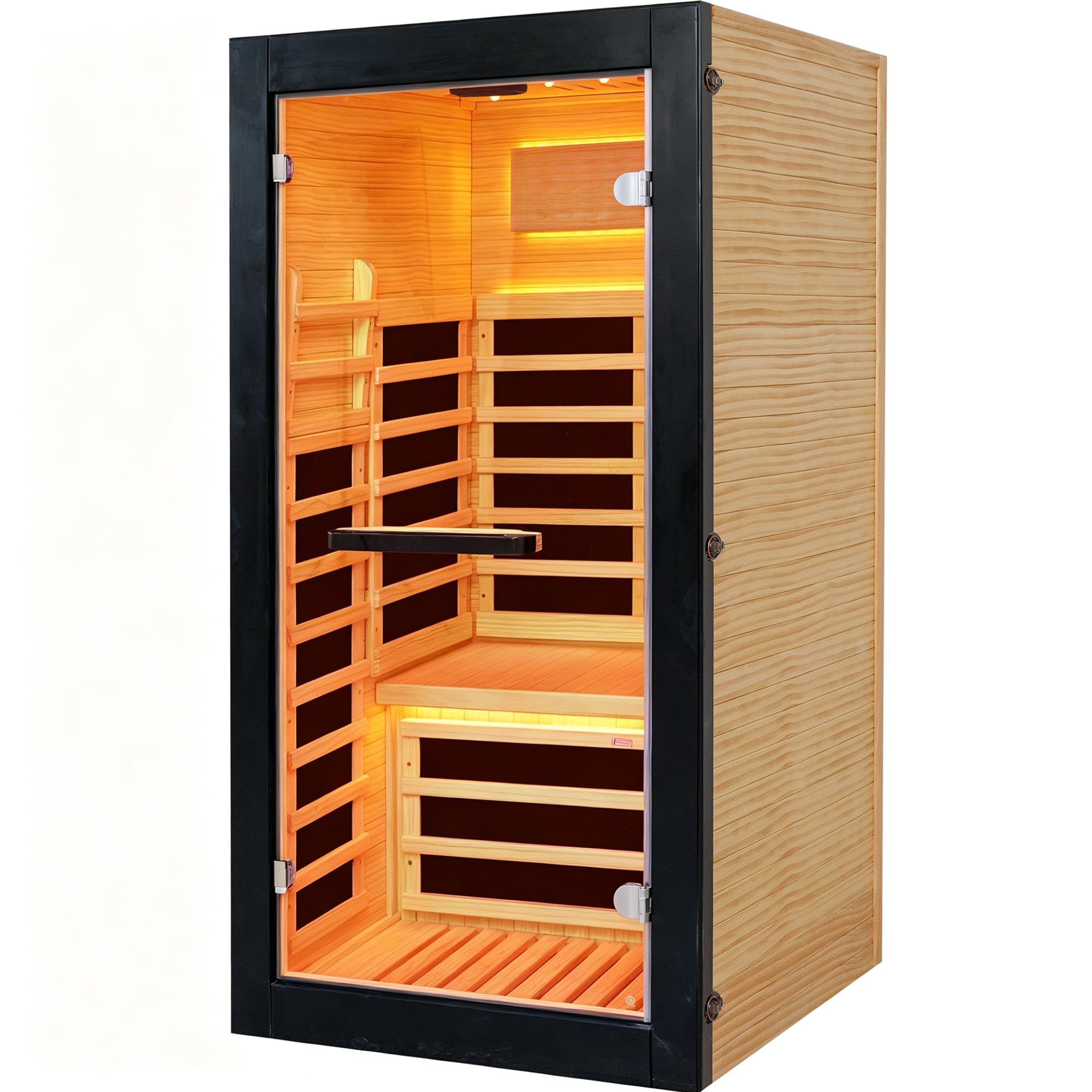 2 Person Infrared Sauna Far Infrared Sauna Room for Home Indoor 2000W Low-EMF Wood Dry Sauna with Full Starry Sky Lights Ceiling in 7 Color Speaker Fast Heating Easy Assembly- 47.3*41.3*74.8 IN