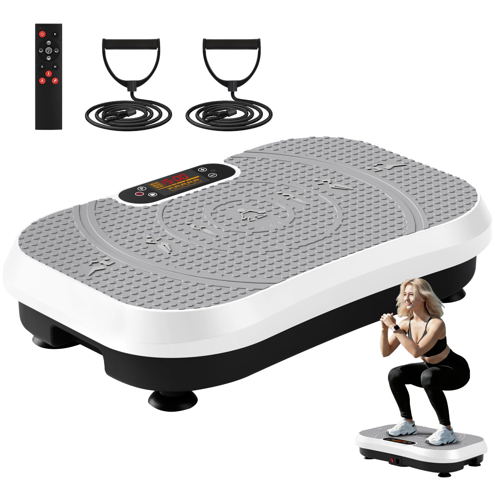 SoftGym Waver Vibration Plate Exercise Machine for Lymphatic Drainage Weight Loss,120 Speed Levels Vibrating Platform with Resistance Bands,Full-Body Workout Equipment for Muscle Toning