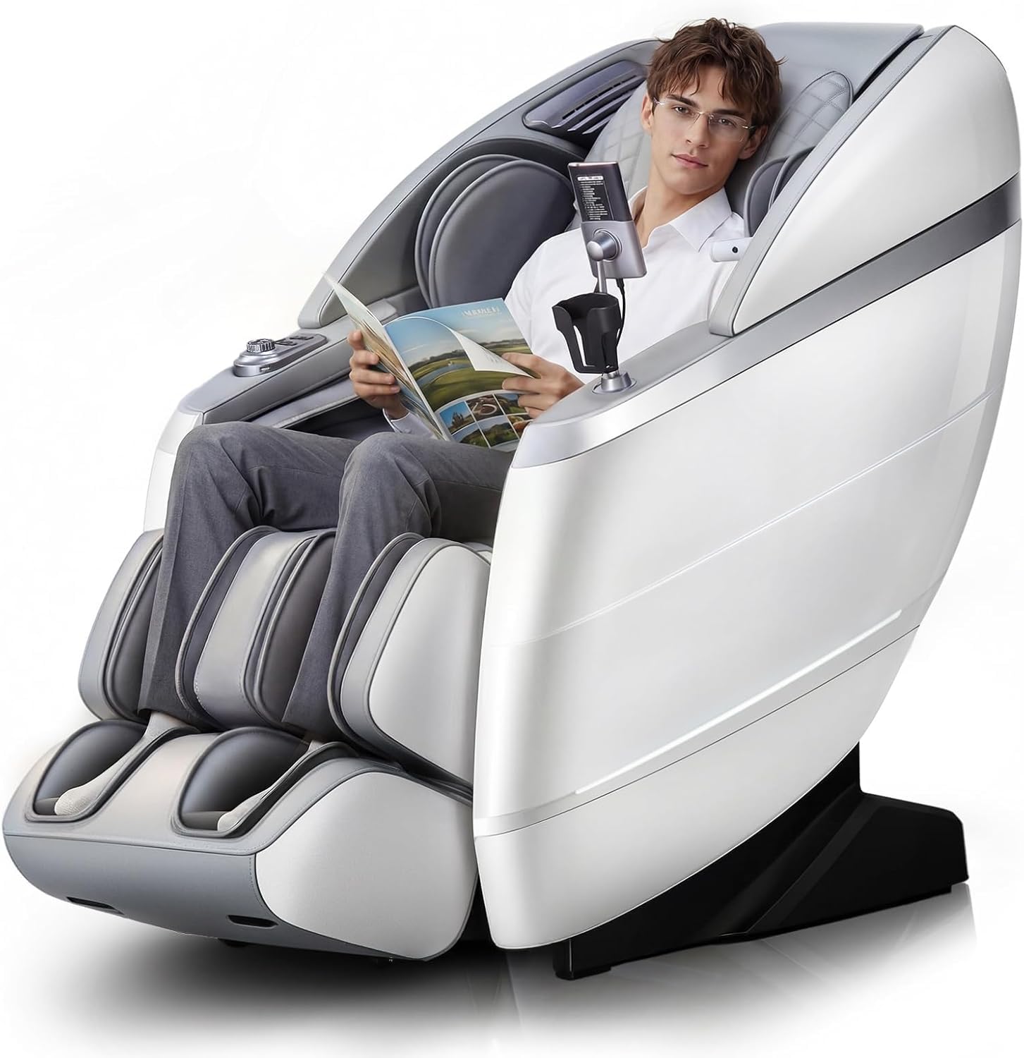 HealthRelife 4D Massage Chair Full Body, 166° Flexible Track, 18 Modes, 11 Techniques, 36 Airbag Massage, with Yoga Stretch, Foot Massage, Zero Gravity Massage Recliner（Beige）