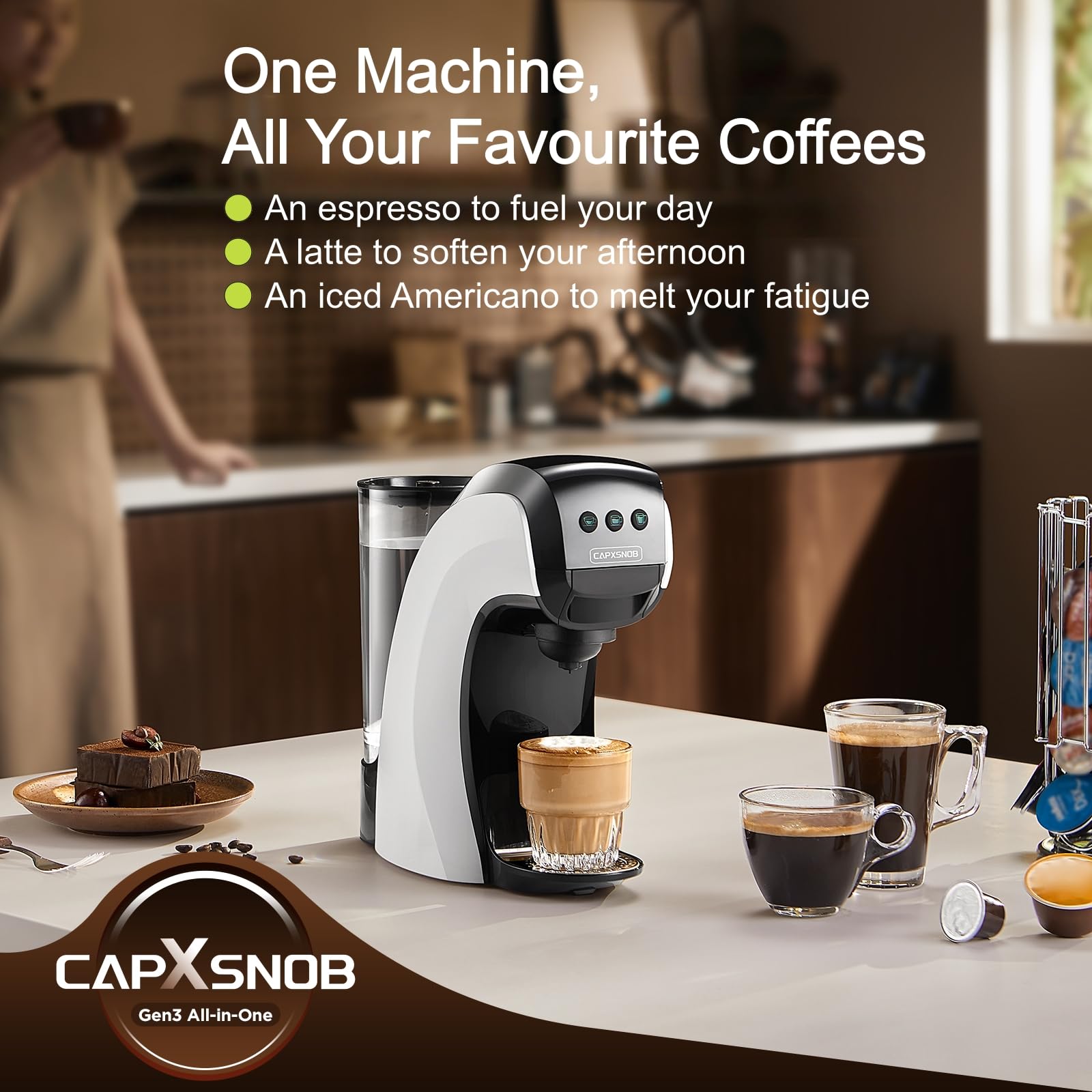 Warriors1 Mini Coffee Maker for Keurig K Cup, Espresso Machine for Nespresso Original, Dolce Gusto Pods, Ground Coffee, 20 Bar Coffee Machine fits kitchens, apartments, dorms, RVs, 28 oz Reservoir
