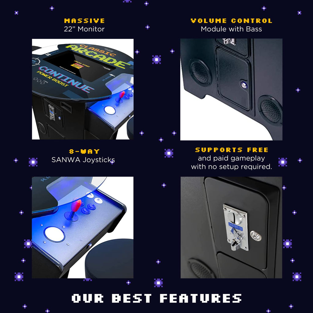 Creative Arcades Full-Size Commercial Grade Machine -Pub Style Arcade Table for 2 Player Cabinet for Home, 412 Games, Multiplayer Control Panel and Screen Size 22 inch.