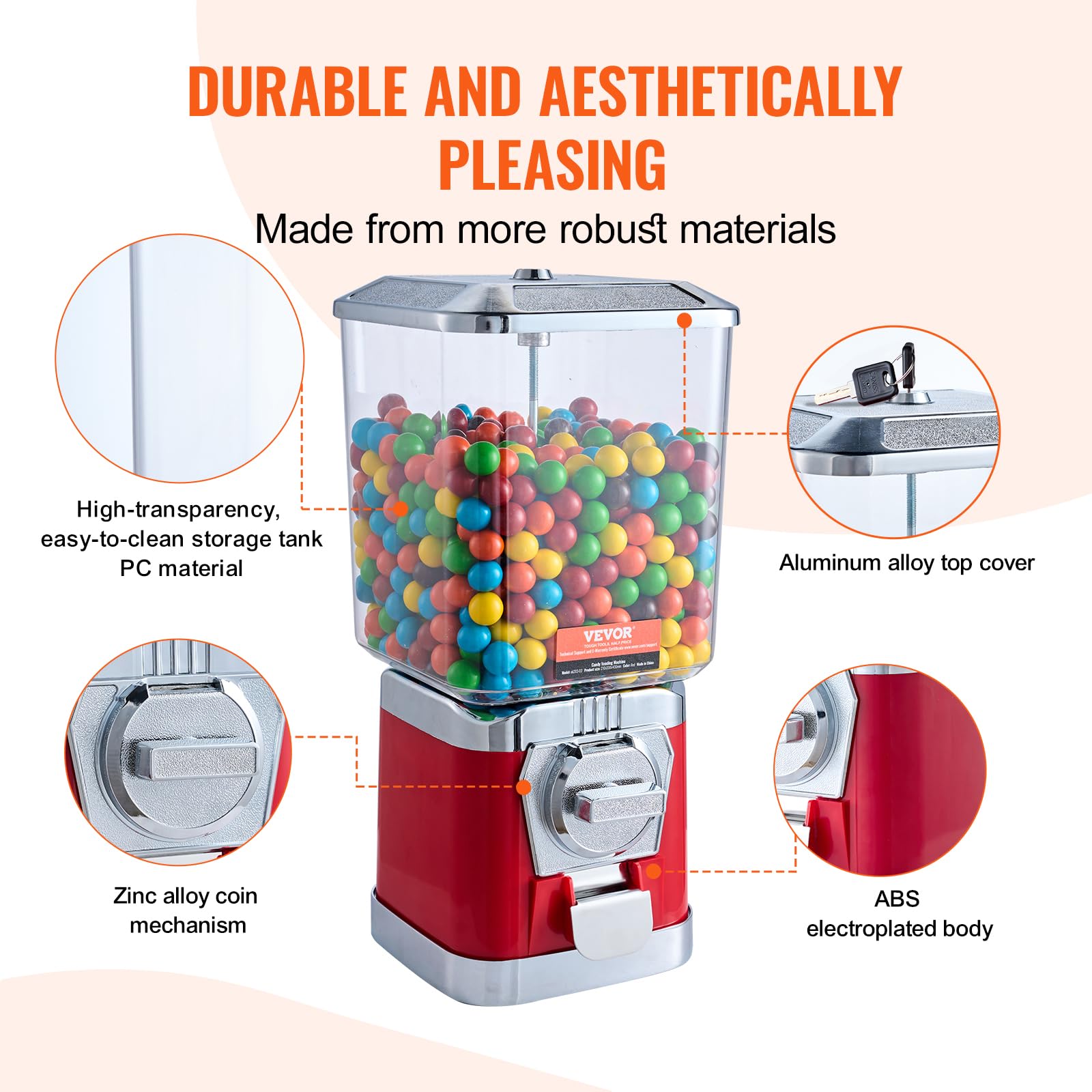 VEVOR Vending Machine, Classic Gumball Bank, Huge Load Capacity Candy Gumball Machine, Mini Vending Machines, Gumball Dispenser Machine for Kids, Perfect for