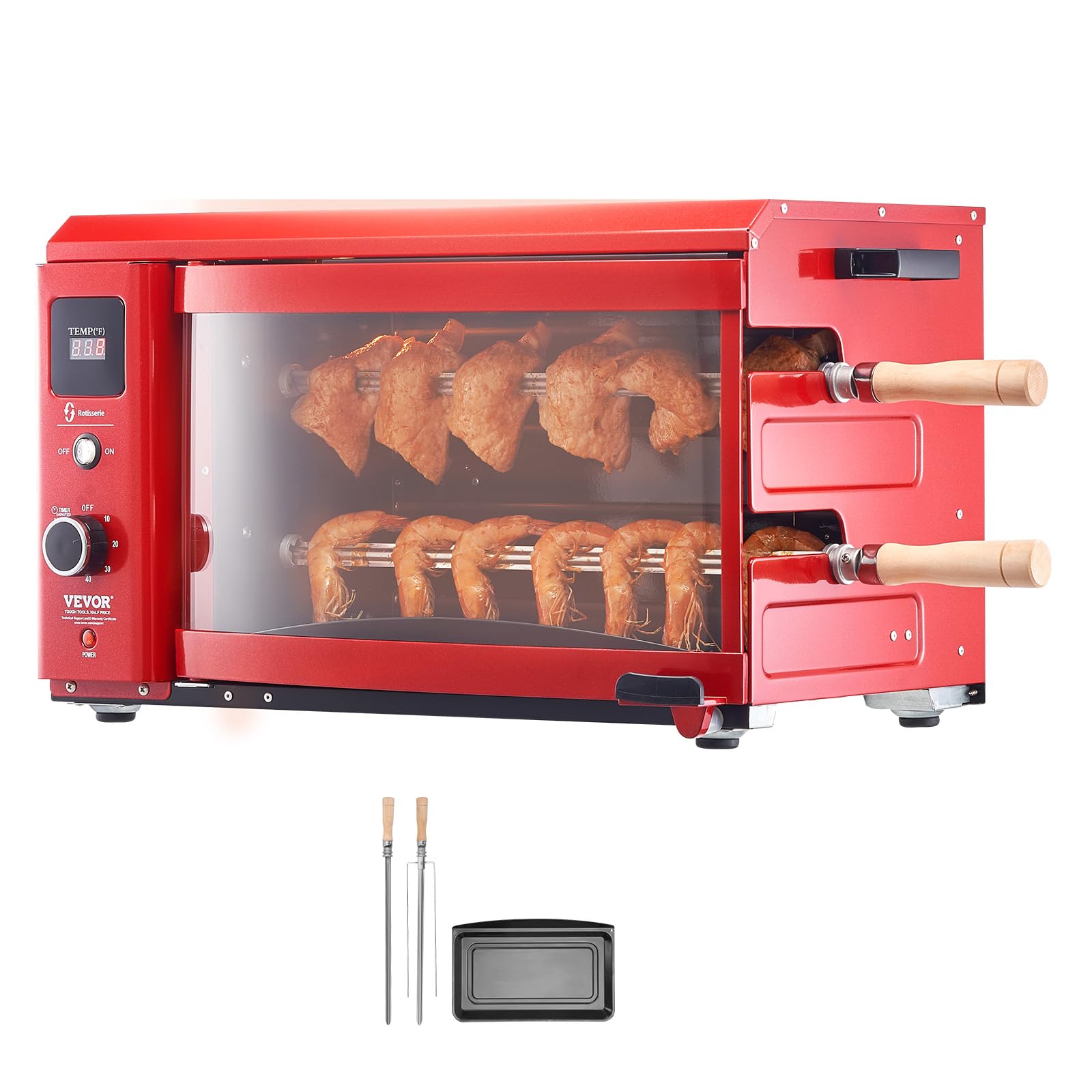 VEVOR Shawarma Grill Machine, Chicken Shawarma Cooker Machine Countertop, Electric Stainless Steel Broiler Gyro Rotisserie Oven Doner Kebab Machine, for Home Restaurant Kitchen Parties