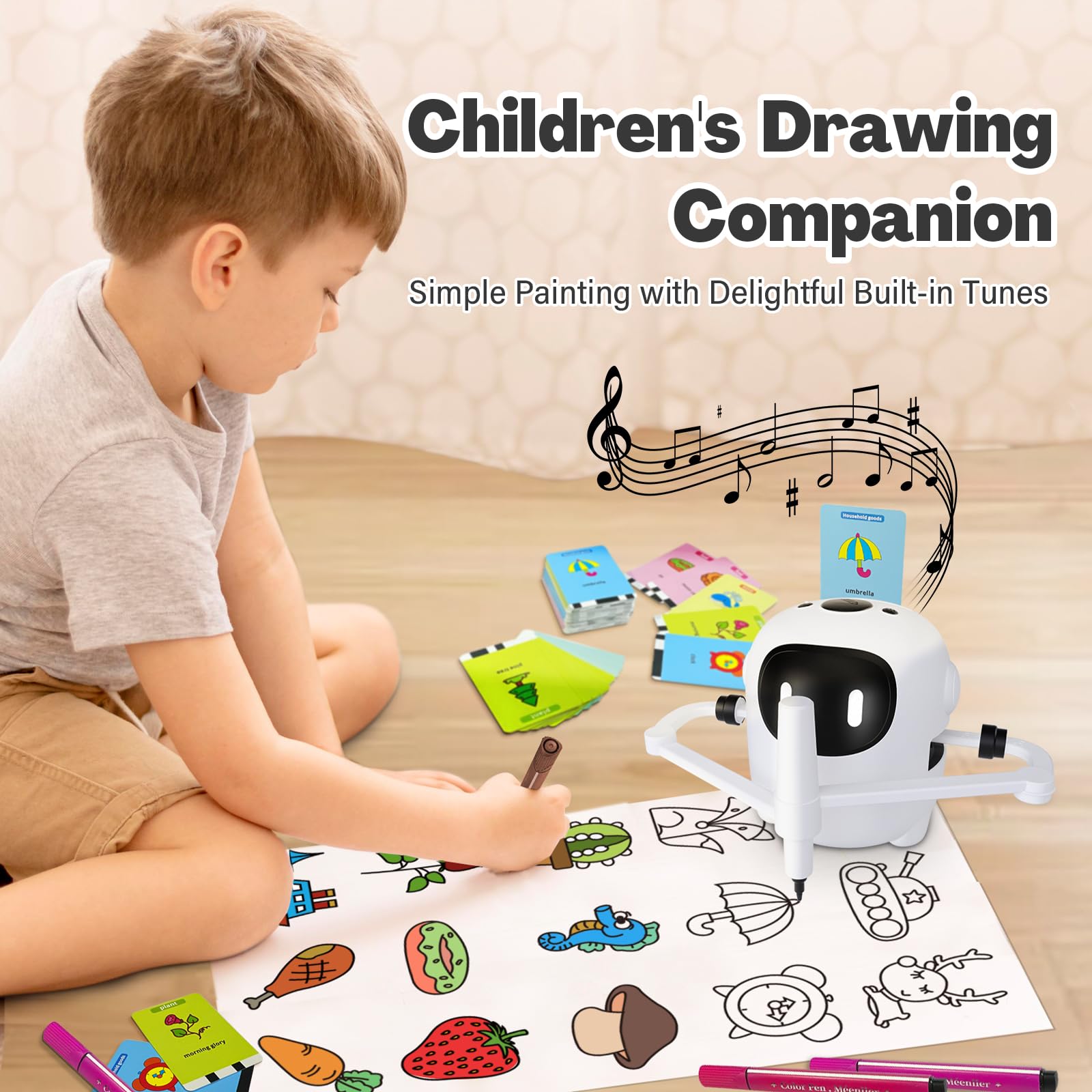 RIVGOT Drawing Robot for Kids with 150 Cards, Voice Interactive Educational Drawing Machine, Montessori Painting Learning Toys for 3 4 5 6 7 8 Year Old Boys Girls Birthday Party