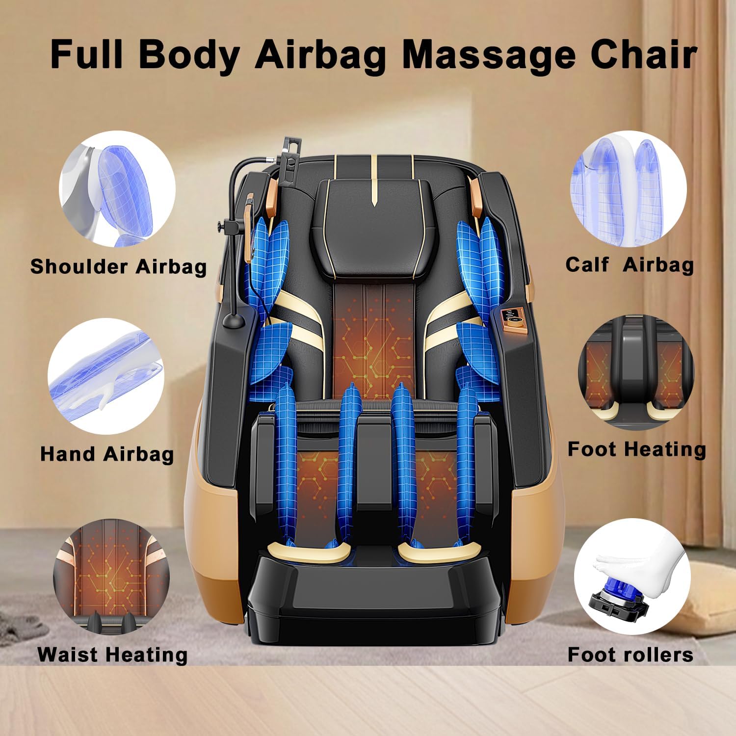 Massage Chair Full Body, Zero Gravity Extended Dual SL-Track Massage Recliner with 4D Mechanical Arms, Full Body Airbag Massage, Foot Roller Massage, Multiple Modes, Heating, AI Voice Control