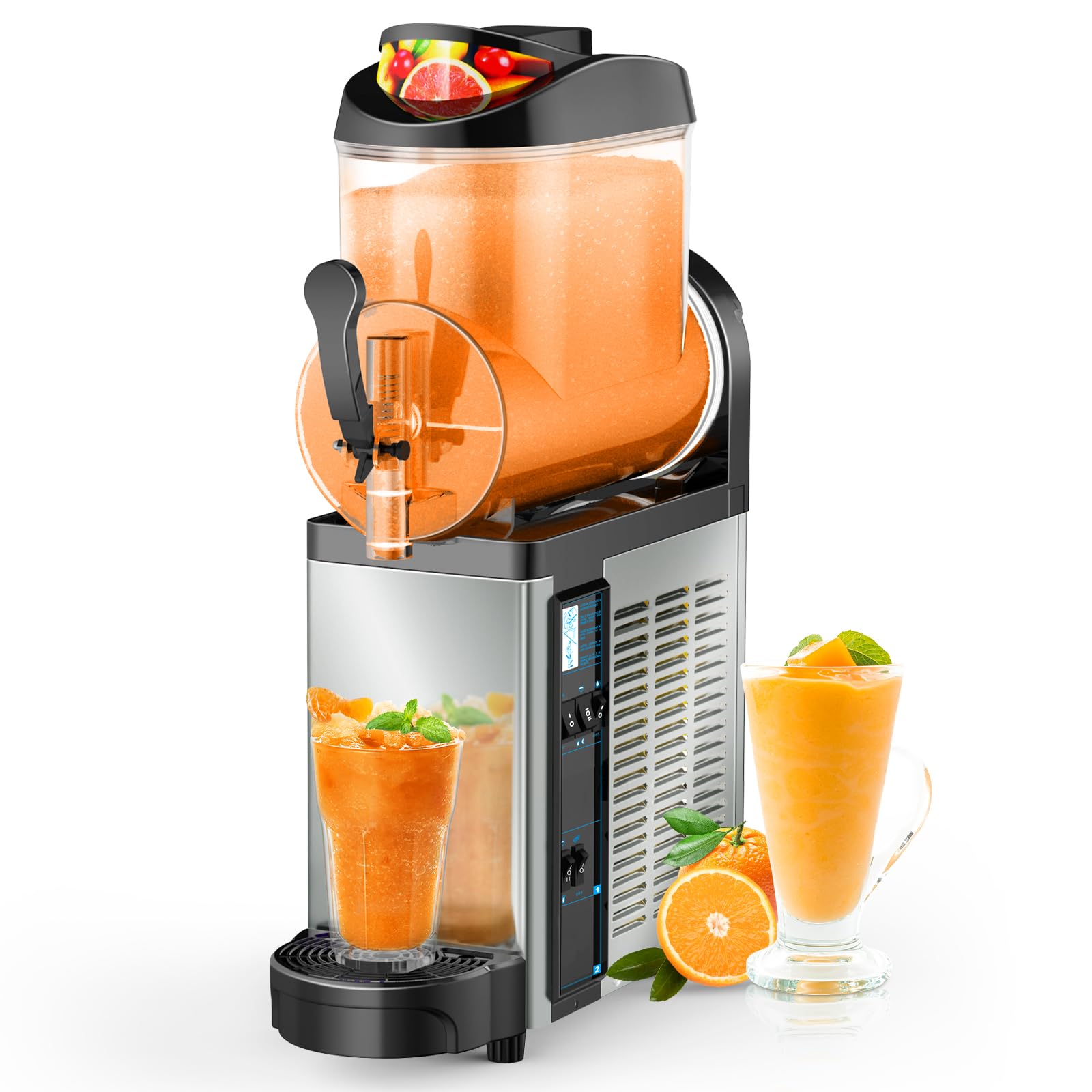 Ultimate Commercial Slushy Machine – 12X3 Tank Stainless Steel Slush Machine,Commercial Frozen Drink Maker for Juices, Margaritas, and Cocktails – Ideal for Bars and Restaurants