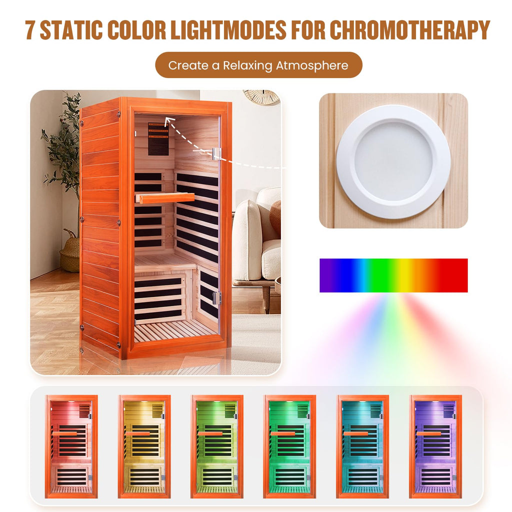 2 Person Infrared Sauna Far Infrared Sauna Room for Home Indoor 2000W Low-EMF Wood Dry Sauna with Full Starry Sky Lights Ceiling in 7 Color Speaker Fast Heating Easy Assembly- 47.3*41.3*74.8 IN