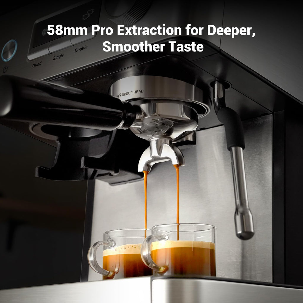 Gevi 20 Bar Espresso Machine with Built-in Grinder & Milk Frother | Professional Coffee Maker for Home | Cappuccino, Latte, 2.3L Removable Water Tank, Stainless Steel Steam Wand