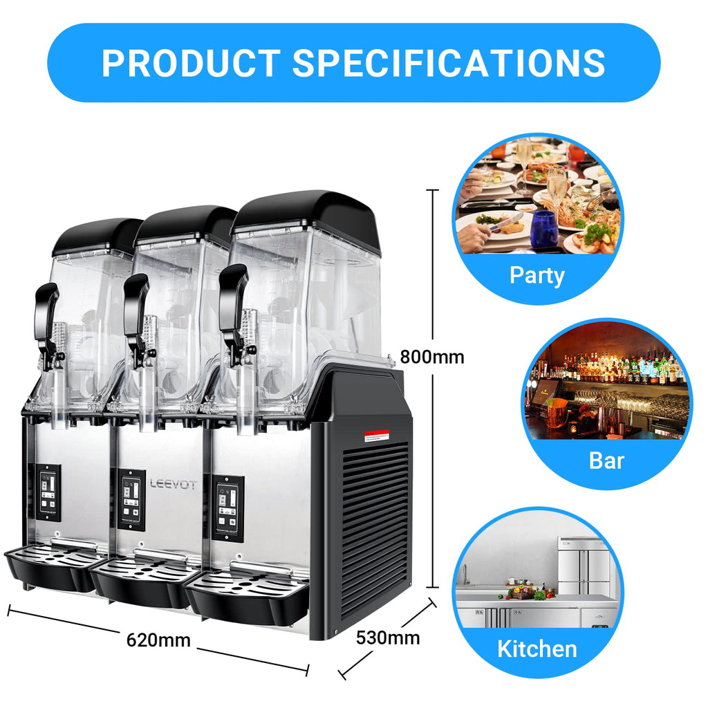 Slushy Machine,15L x2 Double Tanks Comercial Margarita &Slushie Machine,120+ Cups 1000W 110V Electric Large Daiquiri Machine with Self-cleaning Mode,for Home Party Restaurants Cafe Bars