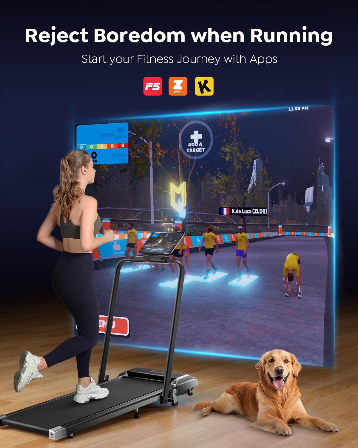 Acezoe Walking Pad Treadmill with Incline, 2 in 1 Foldable Treadmills for Home Small Office, 300lbs Portable Compact Under Desk Treadmill with App, Remote Control and LED Display